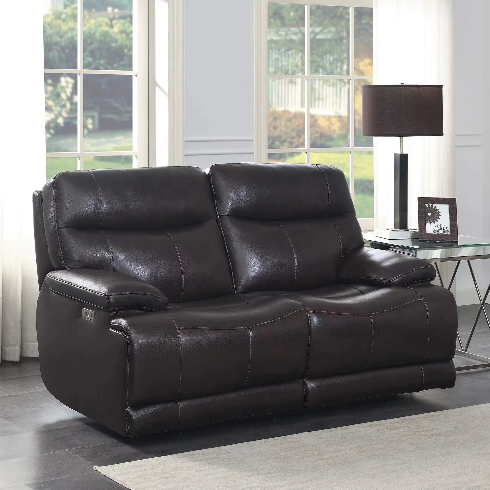 SIMON LI RIDGEWIN LEATHER RECLINING LOVESEAT