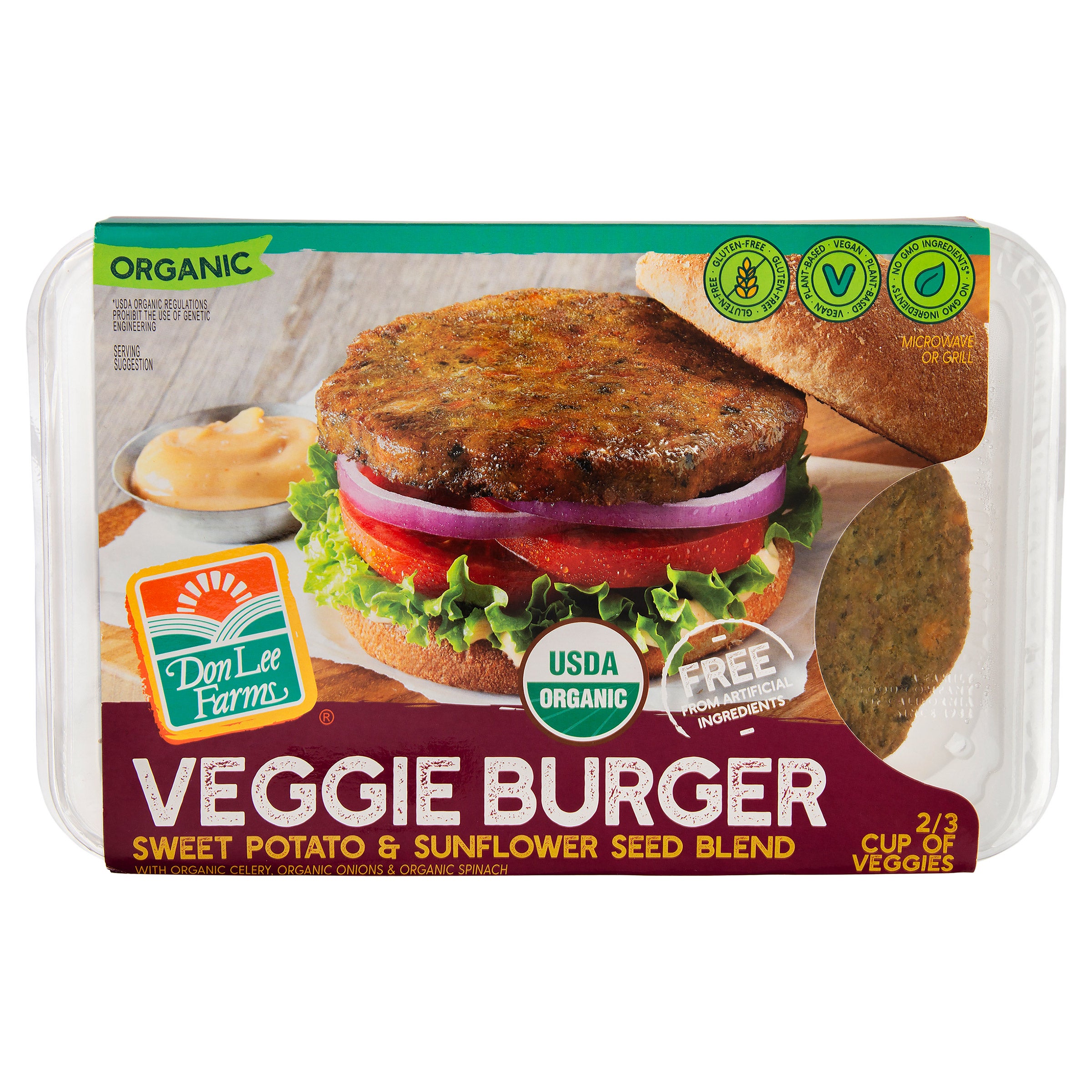 ORGANIC DON LEE VEGGIE BURGER 36 OZ