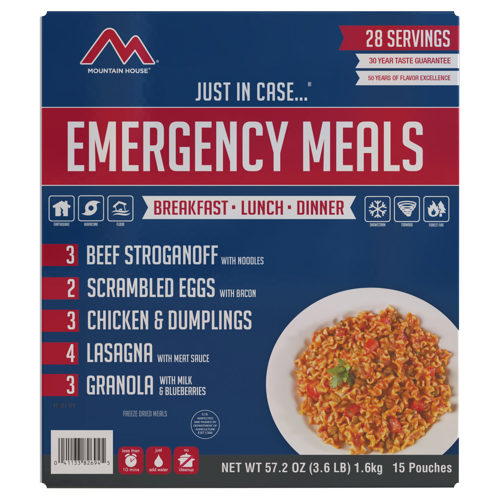 MOUNTAIN HOUSE EMERGENCY MEAL KIT 28 SERVINGS 57.2 OZ