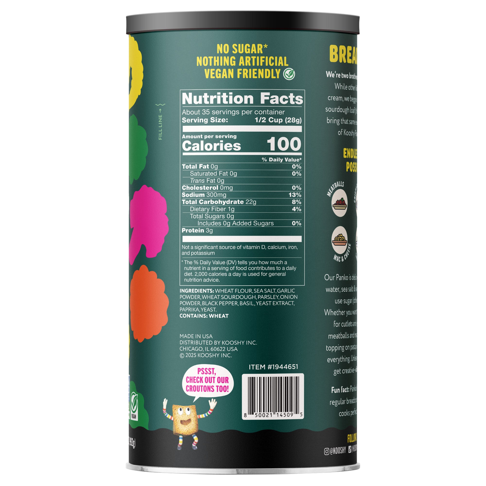 KOOSHY ITAL PANKO BREADCRUMBS 35 OUNCE CANISTER - Image 1