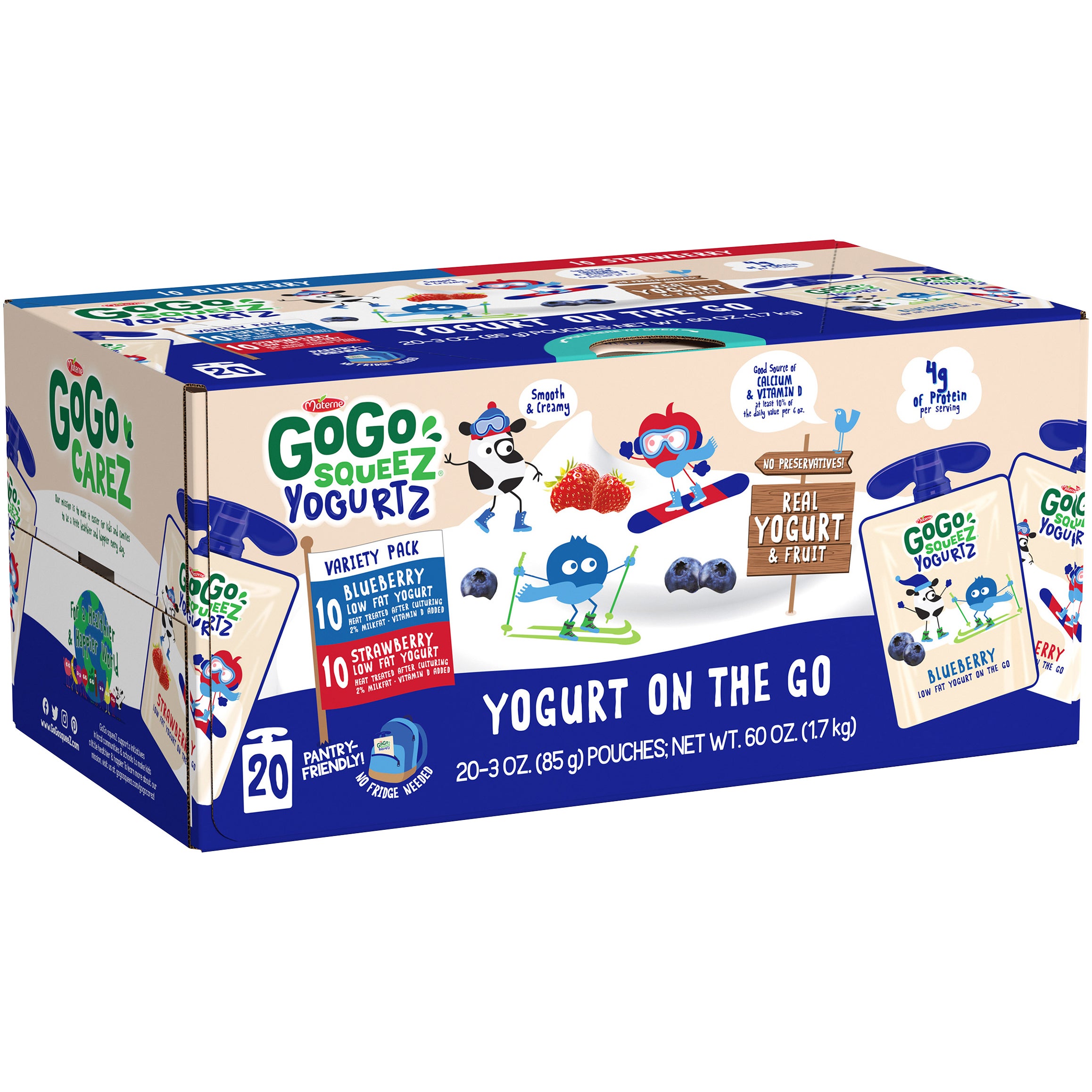 GOGO SQUEEZ YOGURTZ VARIETY 20/3 OUNCE POUCHES - Image 1