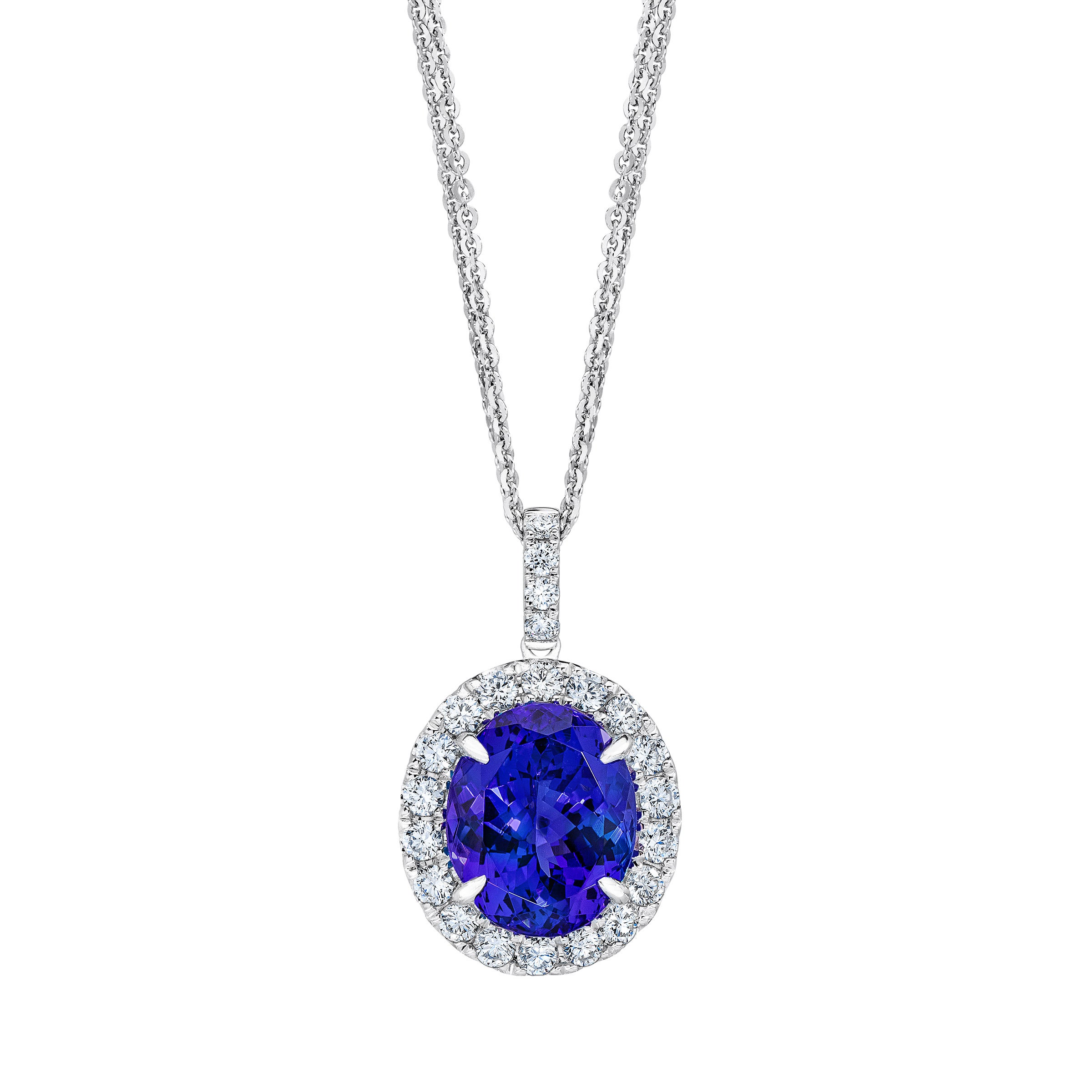 18KT WHITE GOLD .74CTW VS2 I DIAMOND & TANZANITE PENDANT