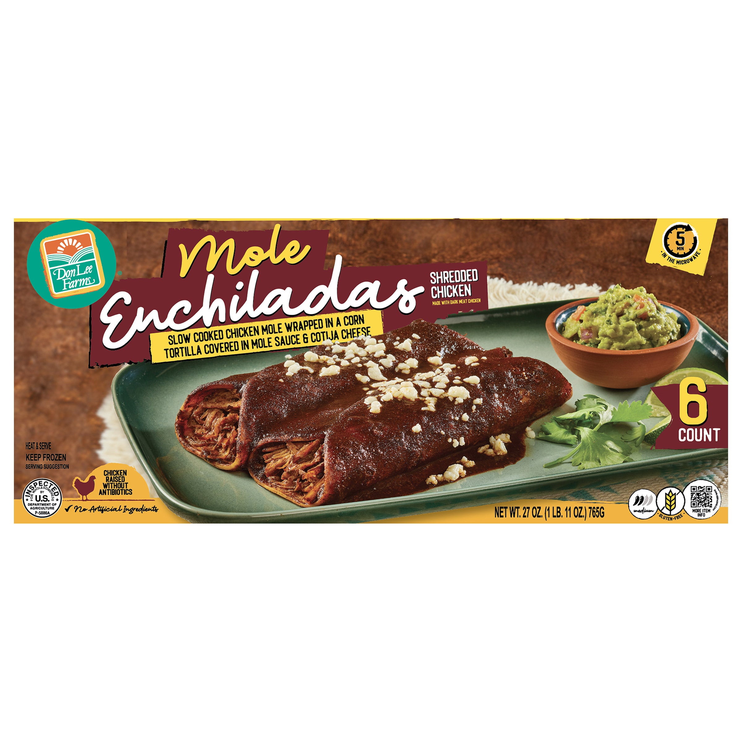 DON LEE FARMS MOLE CHICKEN ENCHILADA 27 OUNCE PACKAGE