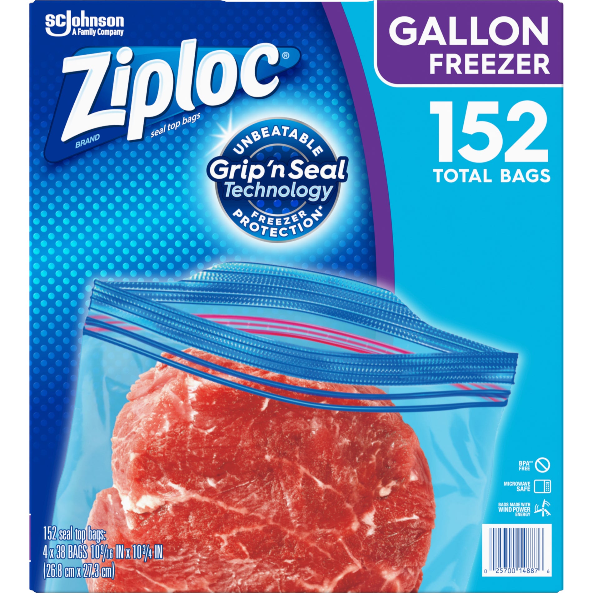 ZIPLOC GALLON FREEZER BAGS 4/38CT