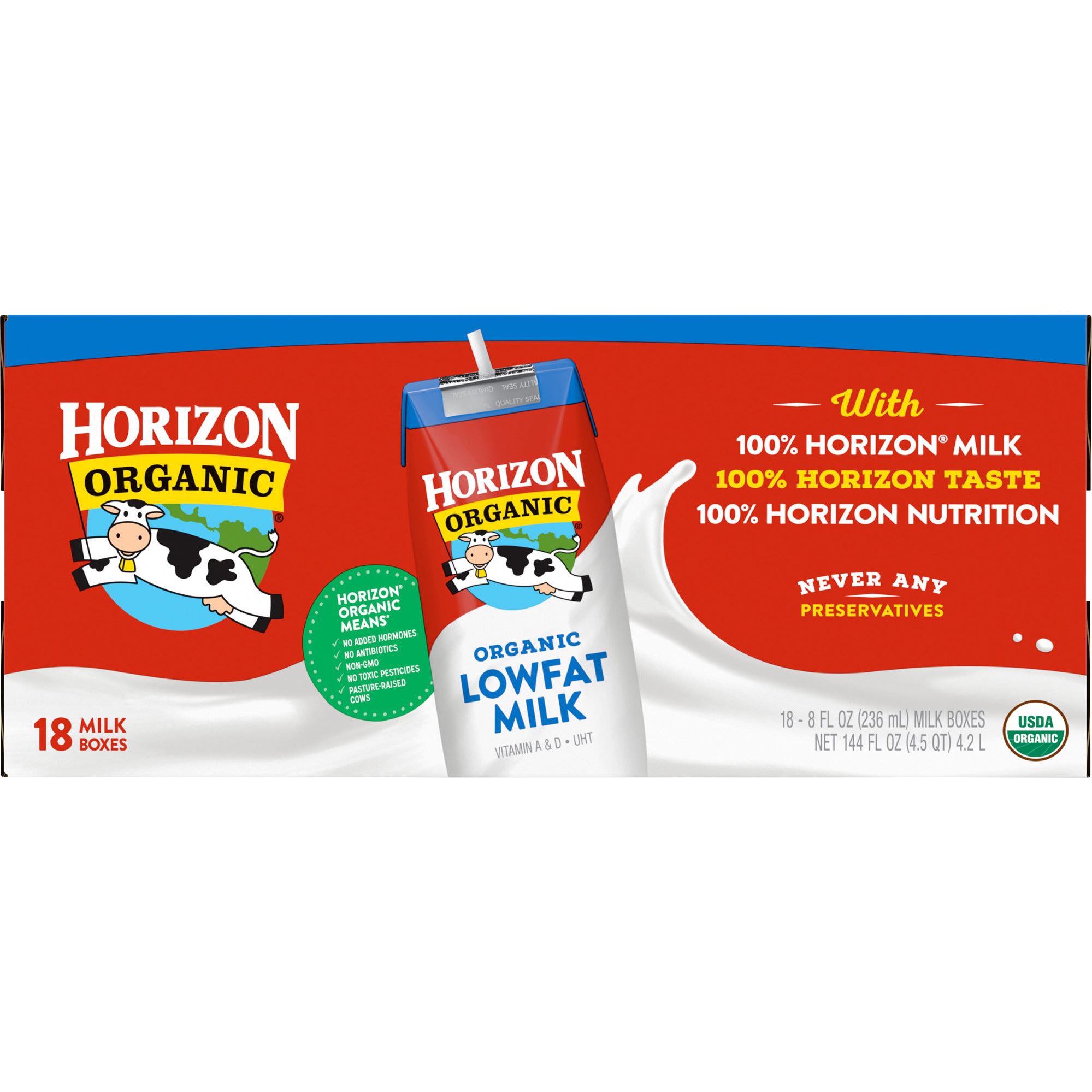 ORGANIC HORIZON LOWFAT MILK 18/8 OZ - Image 1