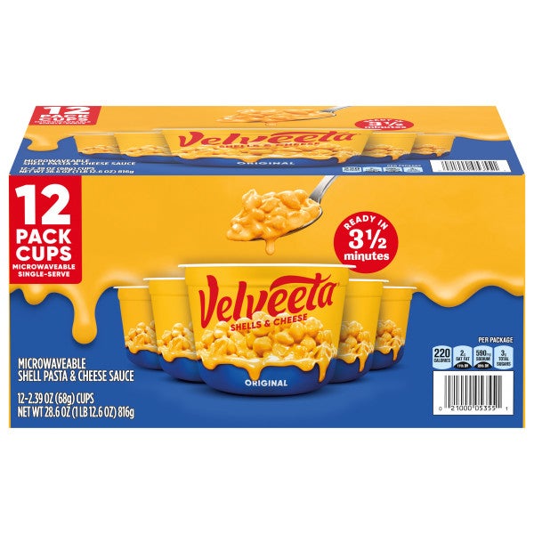 VELVEETA SHELLS & CHEESE CUPS 12/2.39 OZ - Image 1