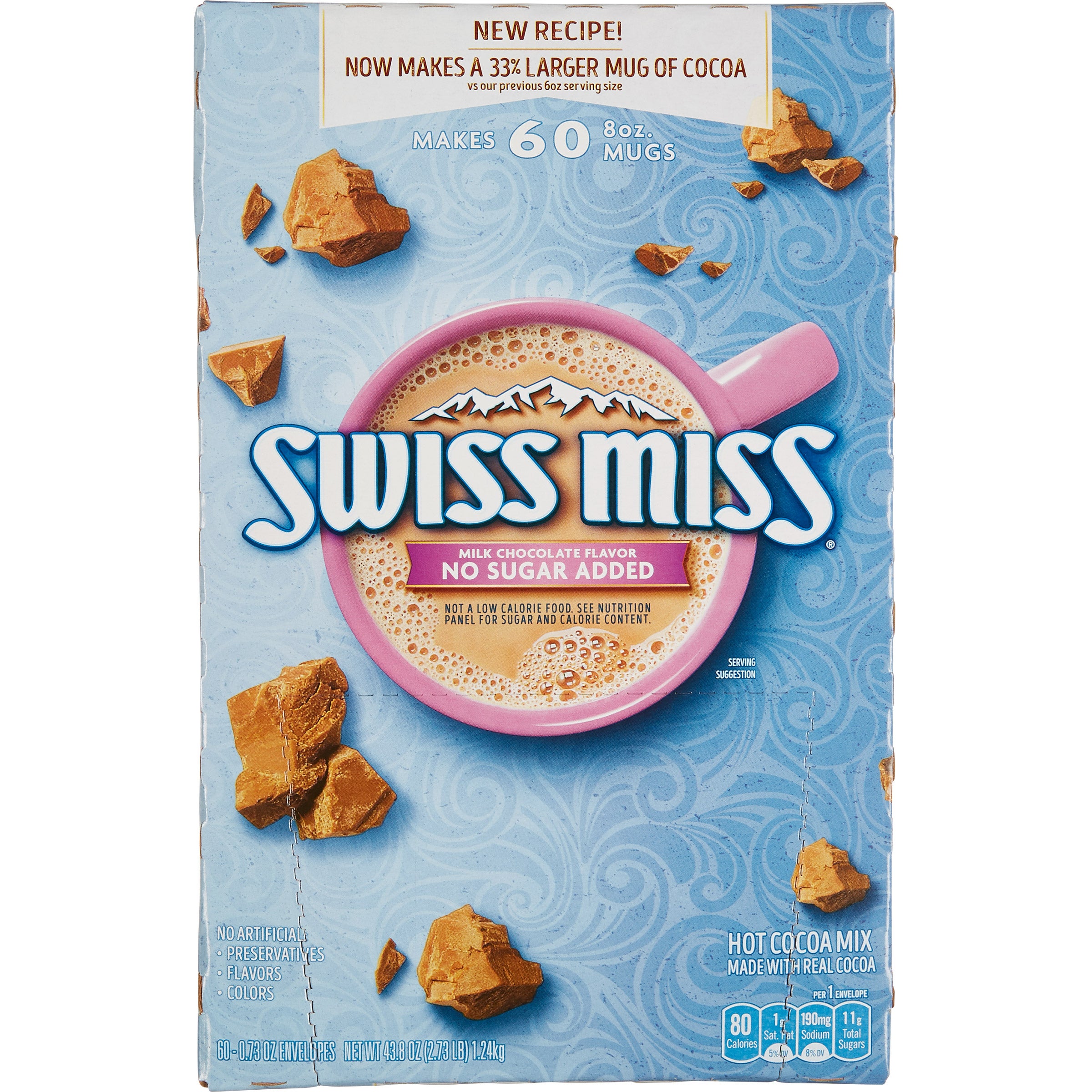 SWISS MISS NO SUGAR ADDED COCOA 60/.73 OZ - Image 1