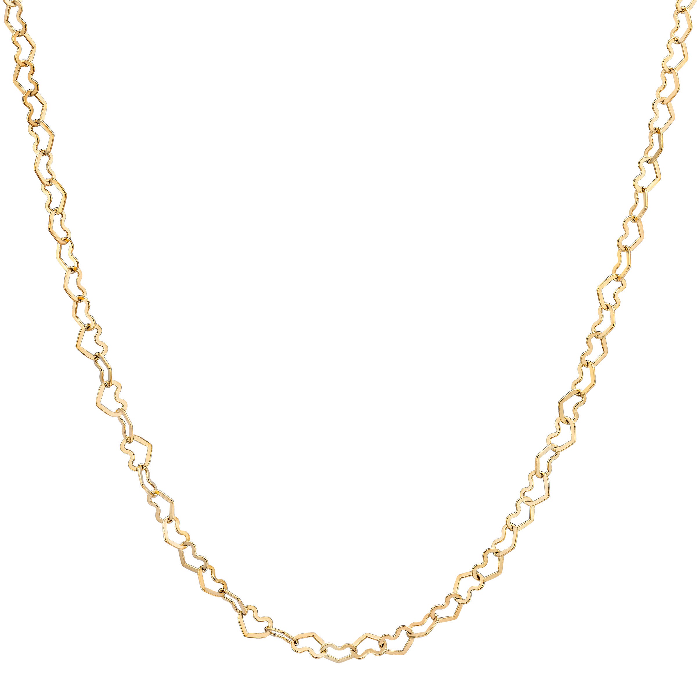 14KT YELLOW GOLD 18¨ HEART LINK NECKLACE MADE IN ITALY - Image 1