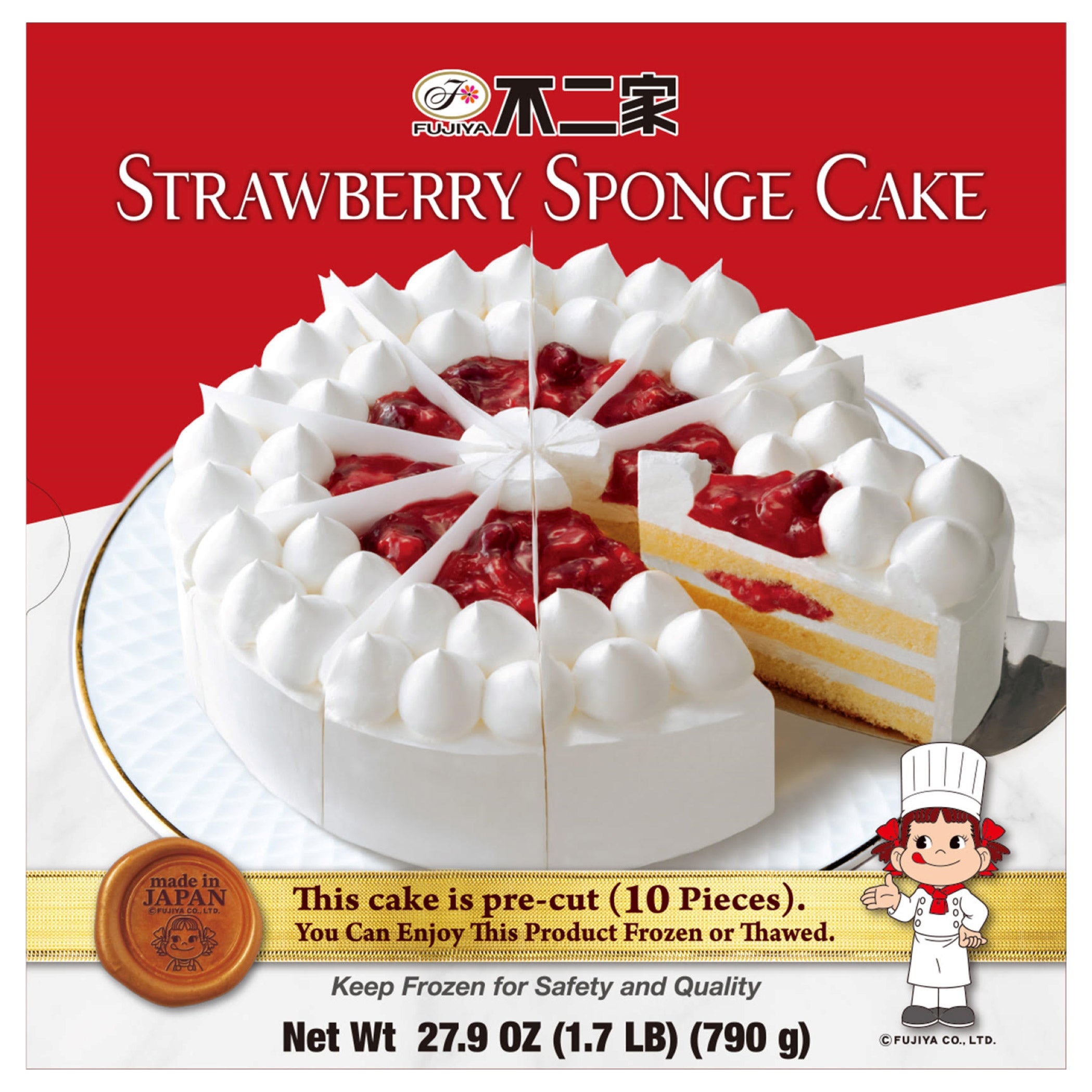 FUJIYA STRAWBERRY SPONGE CAKE SLICED 28.7 OUNCES