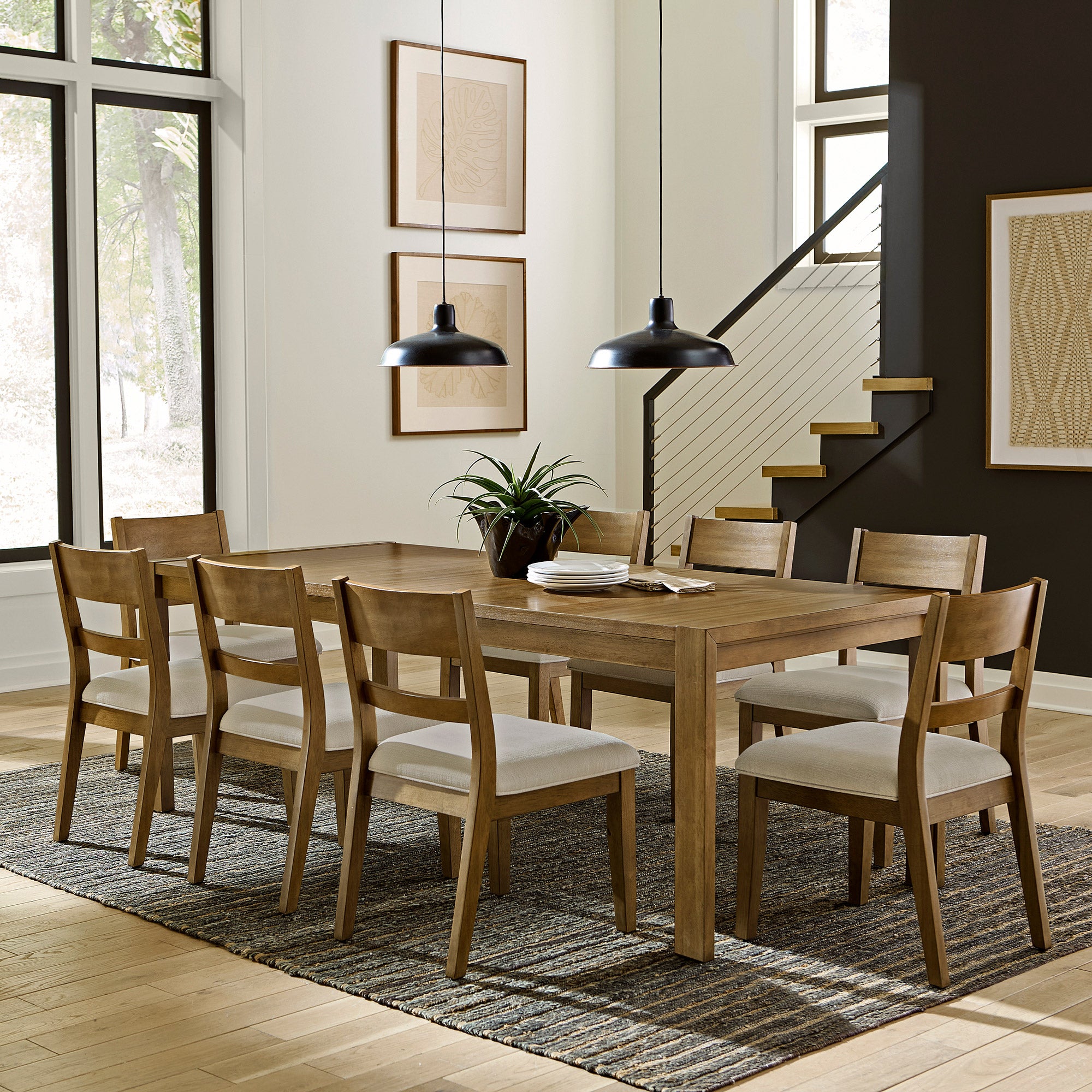 UNIVERSAL BROADMOORE CLAYTON 9-PIECE DINING SET - Image 1