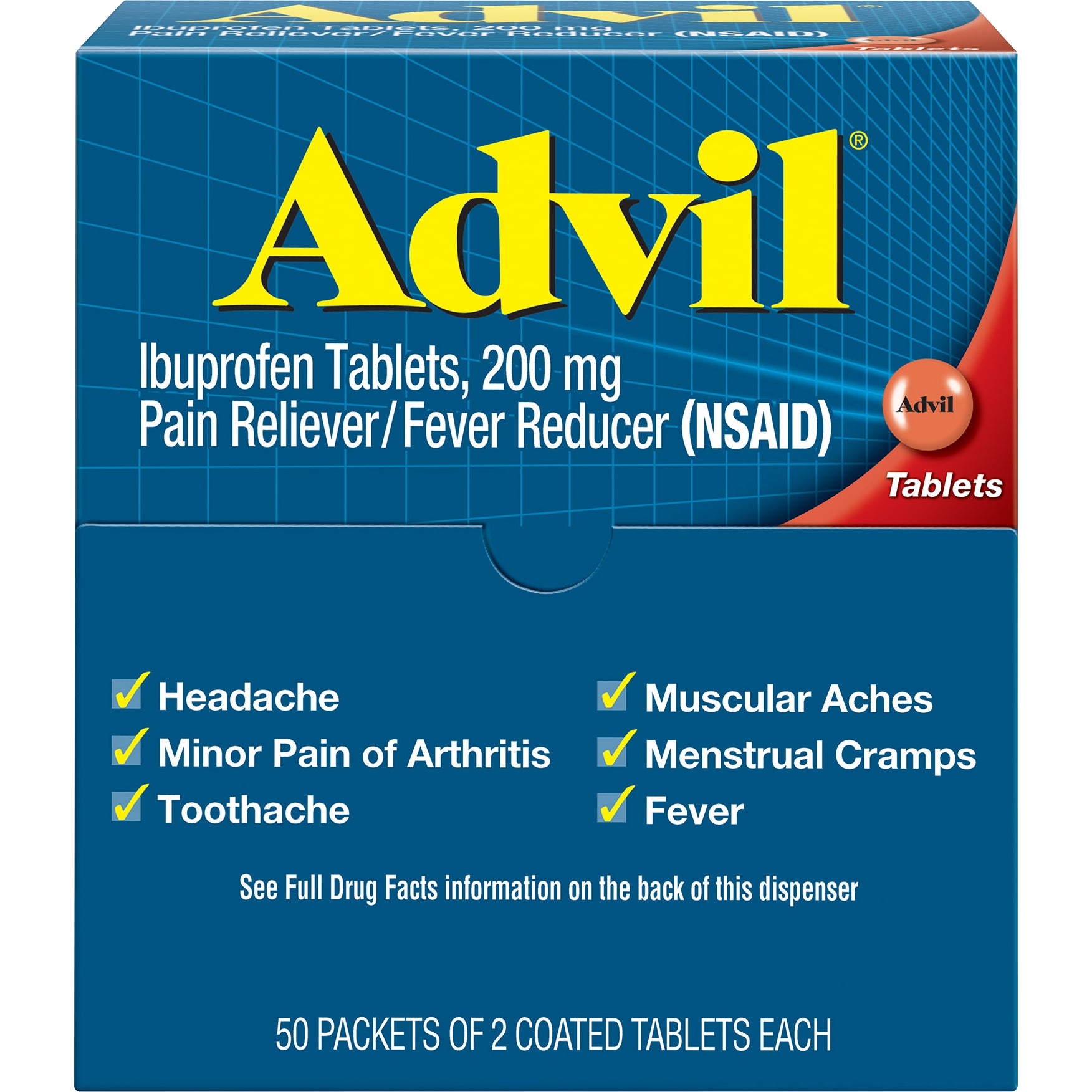 ADVIL IBUPROFEN TABLETS 50 CT/2PK - Image 1
