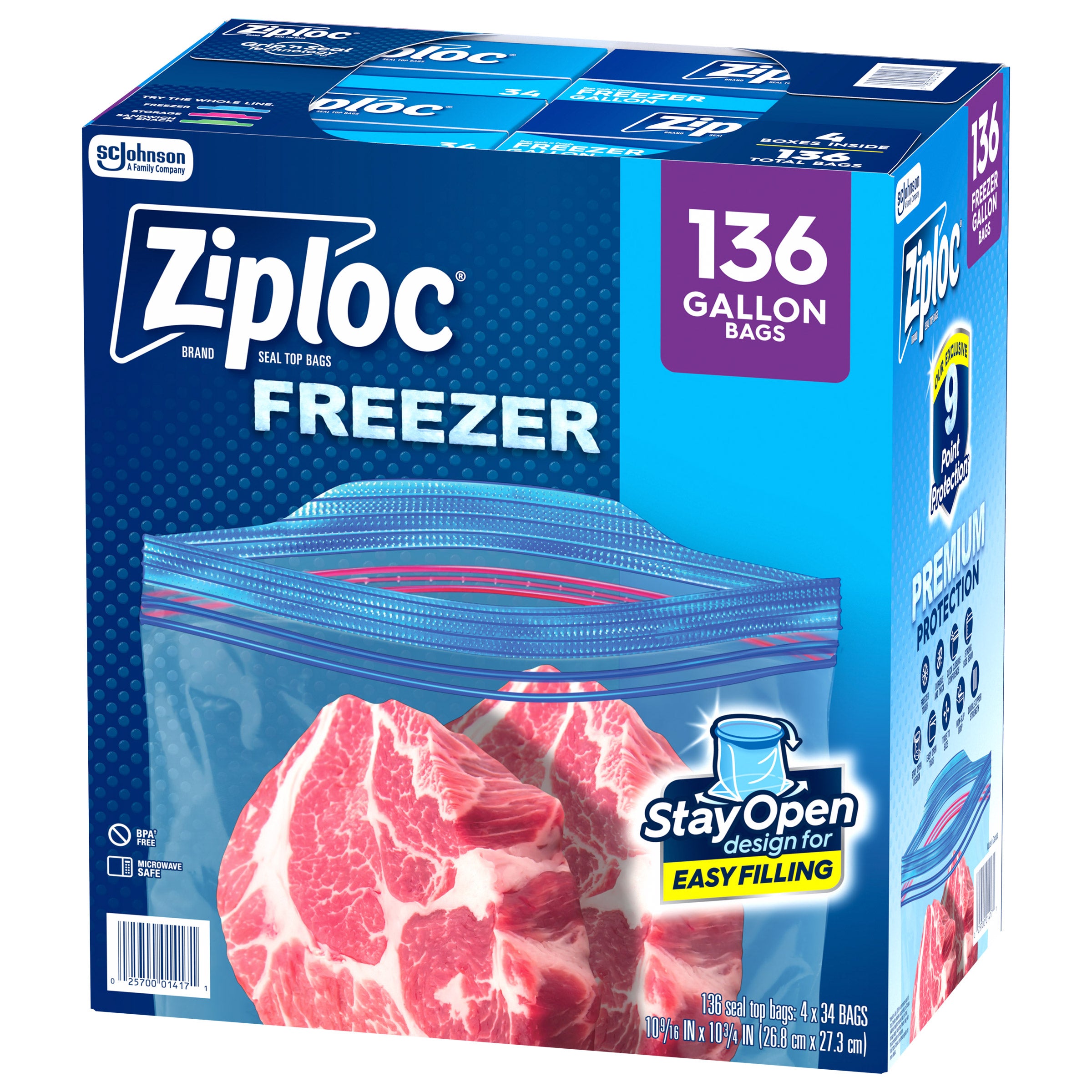 ZIPLOC GALLON FREEZER BAGS 4/34 CT - Image 1