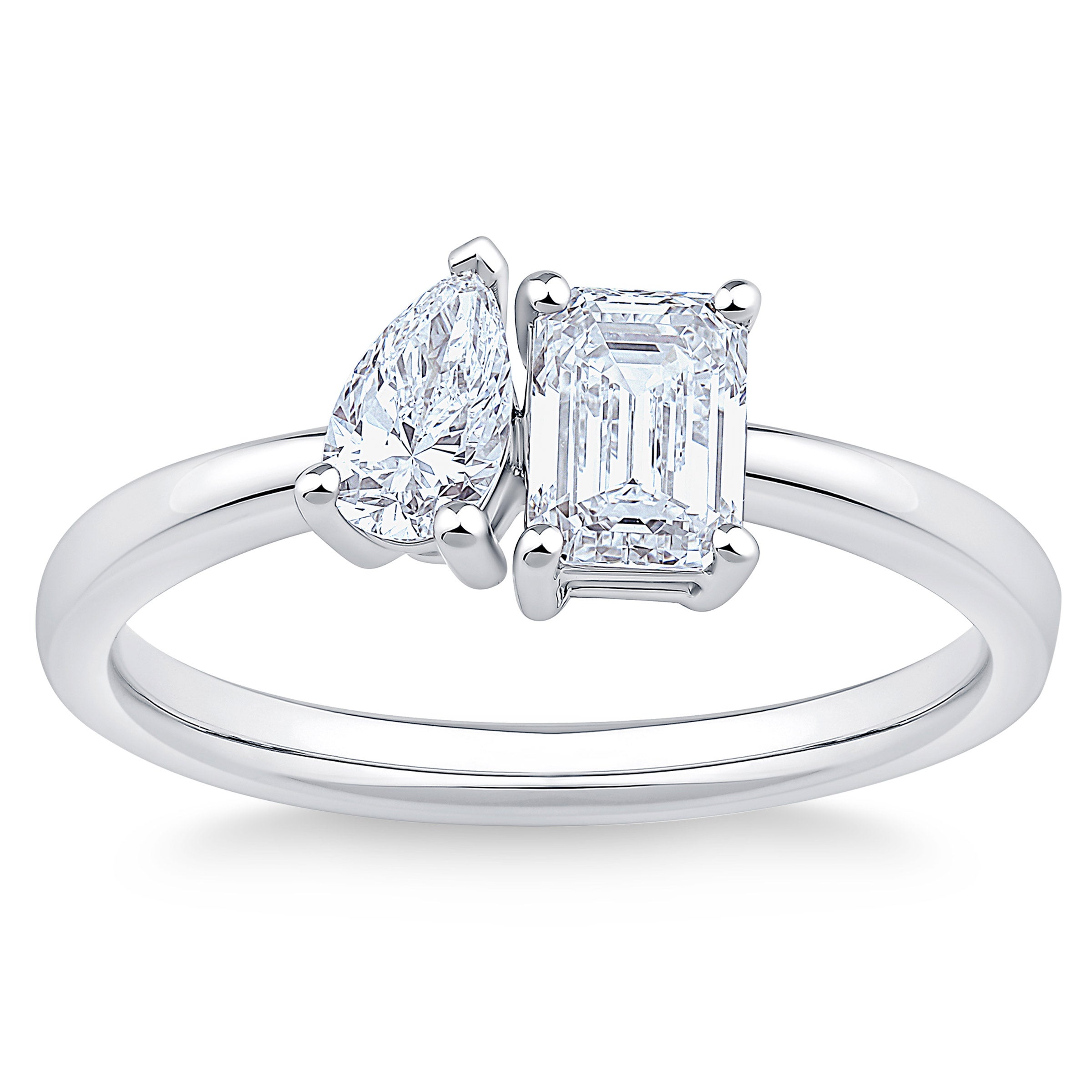 PLATINUM VS2 G 1.00CTW TOI ET MOI DIAMOND RING - Image 1