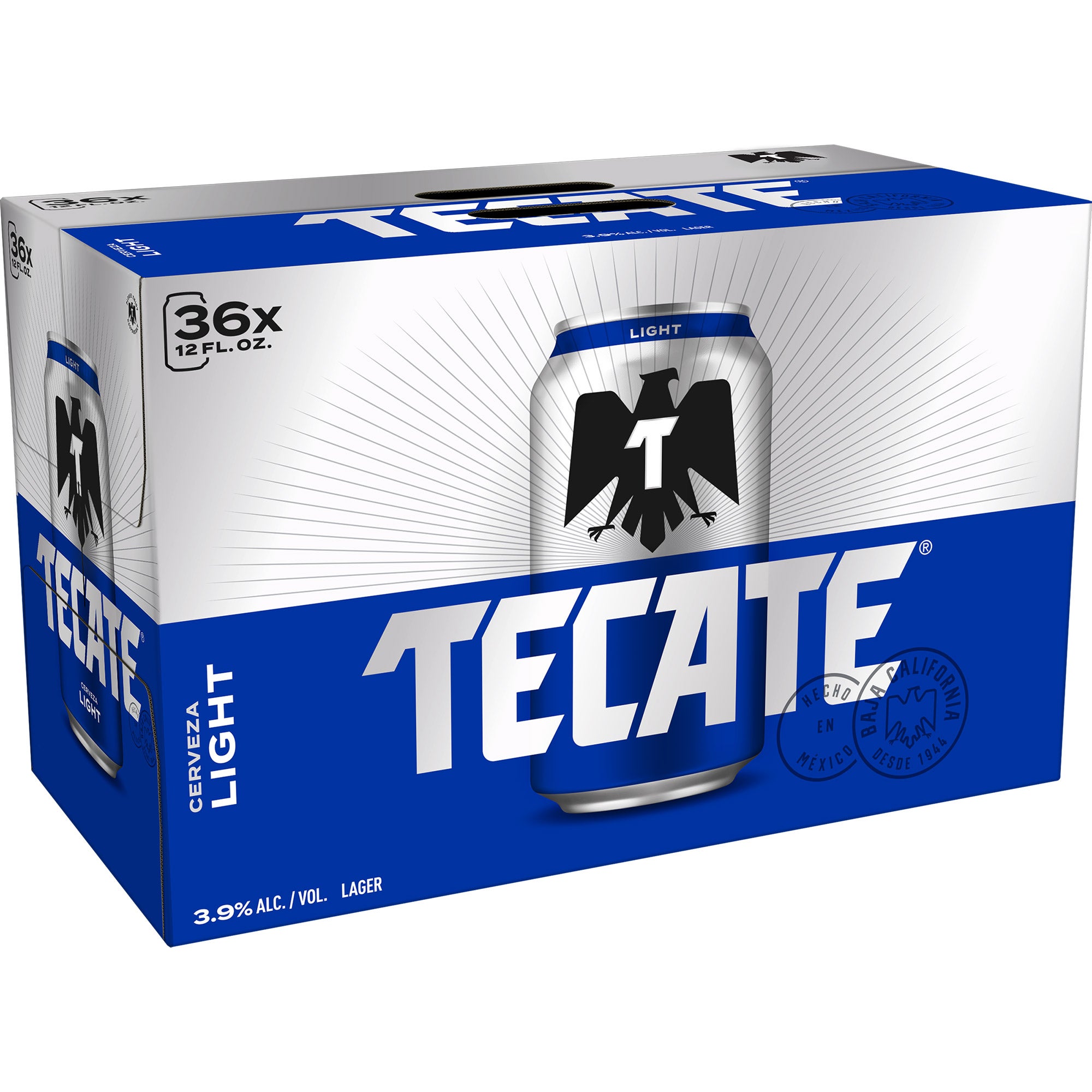 TECATE LIGHT MEXICAN BEER 36/12 OZ CANS