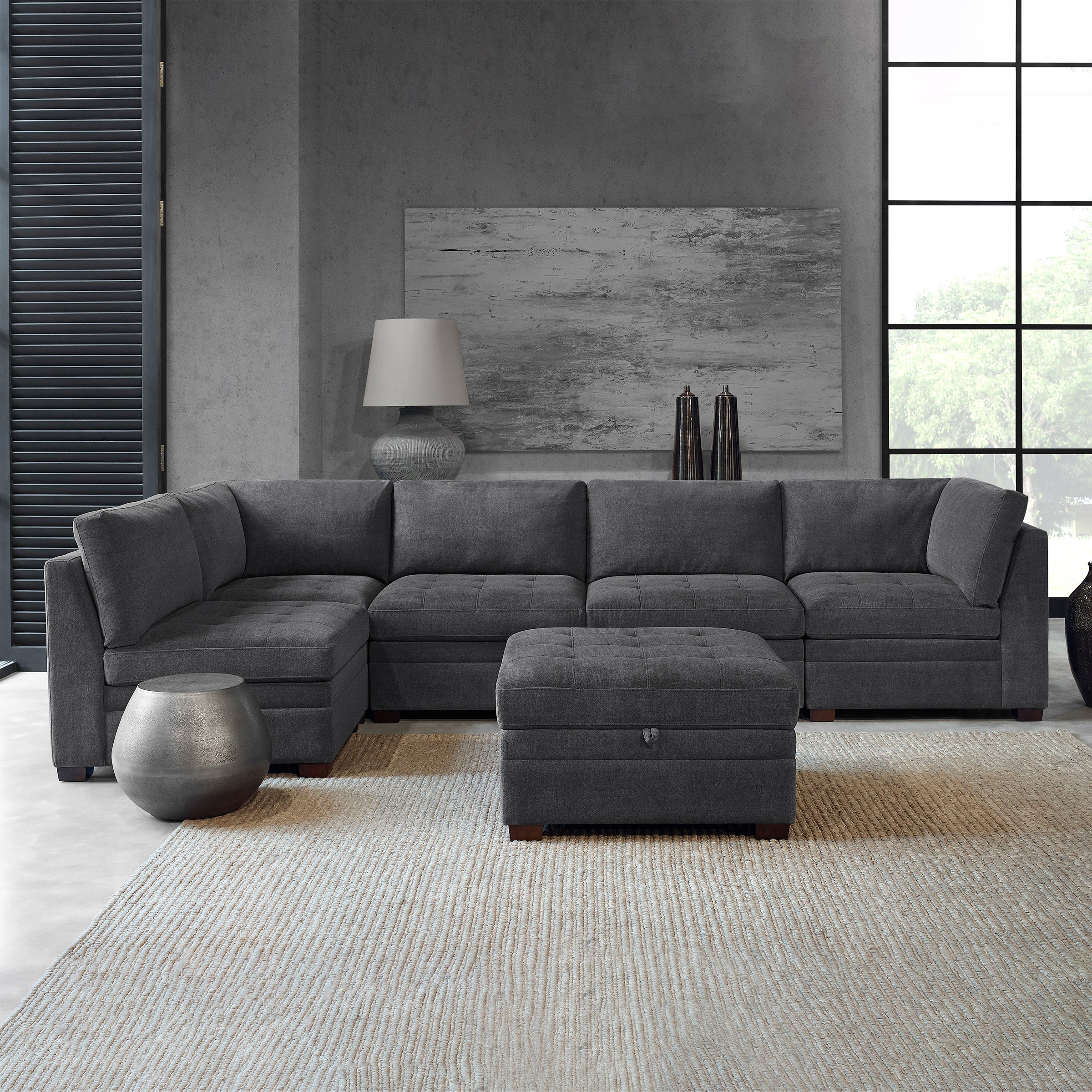 THOMASVILLE TISDALE 6PC FABRIC MODULAR SECTIONAL - Image 1