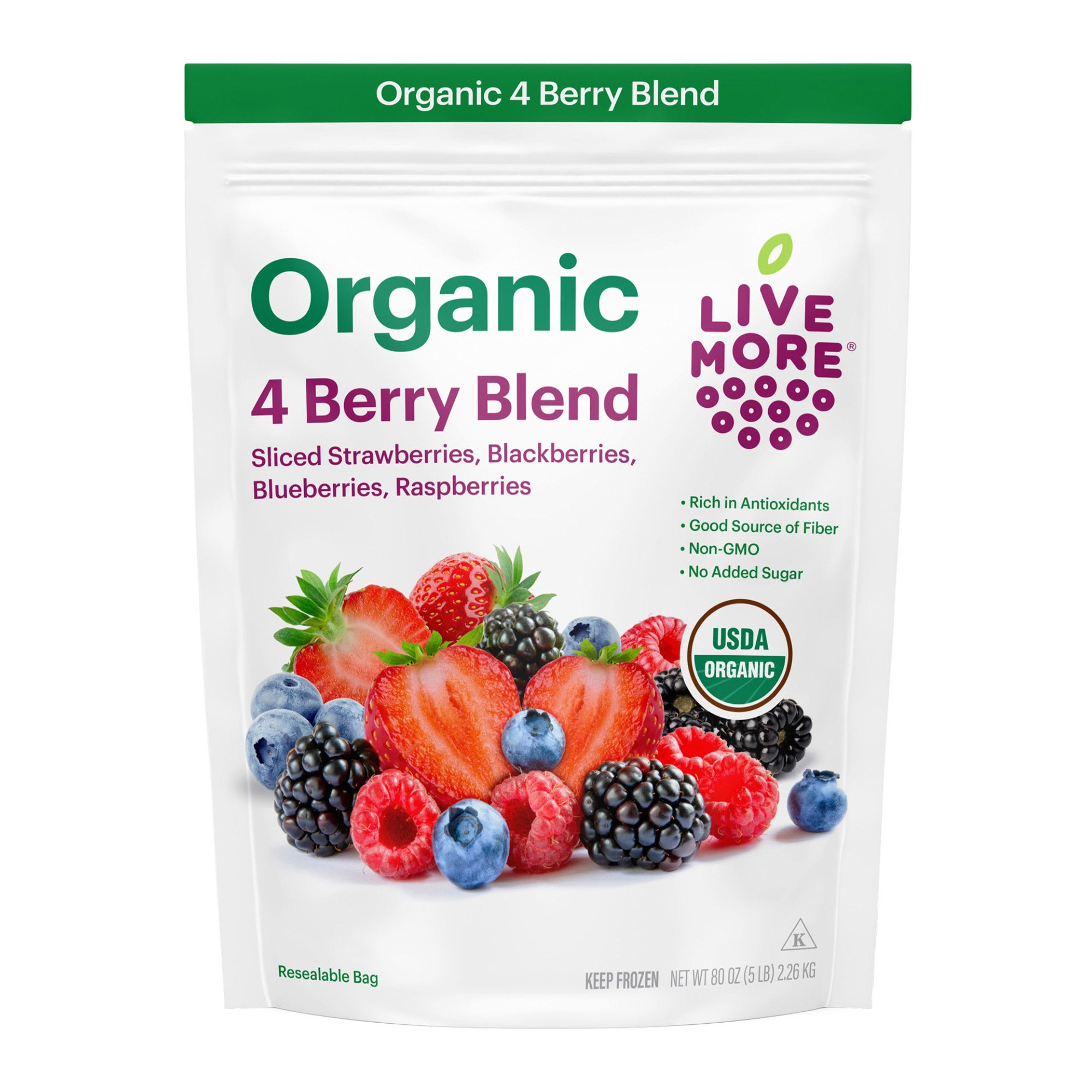 ORGANIC LIVE MORE 4 BERRY BLEND 5 POUND BAG - Image 1