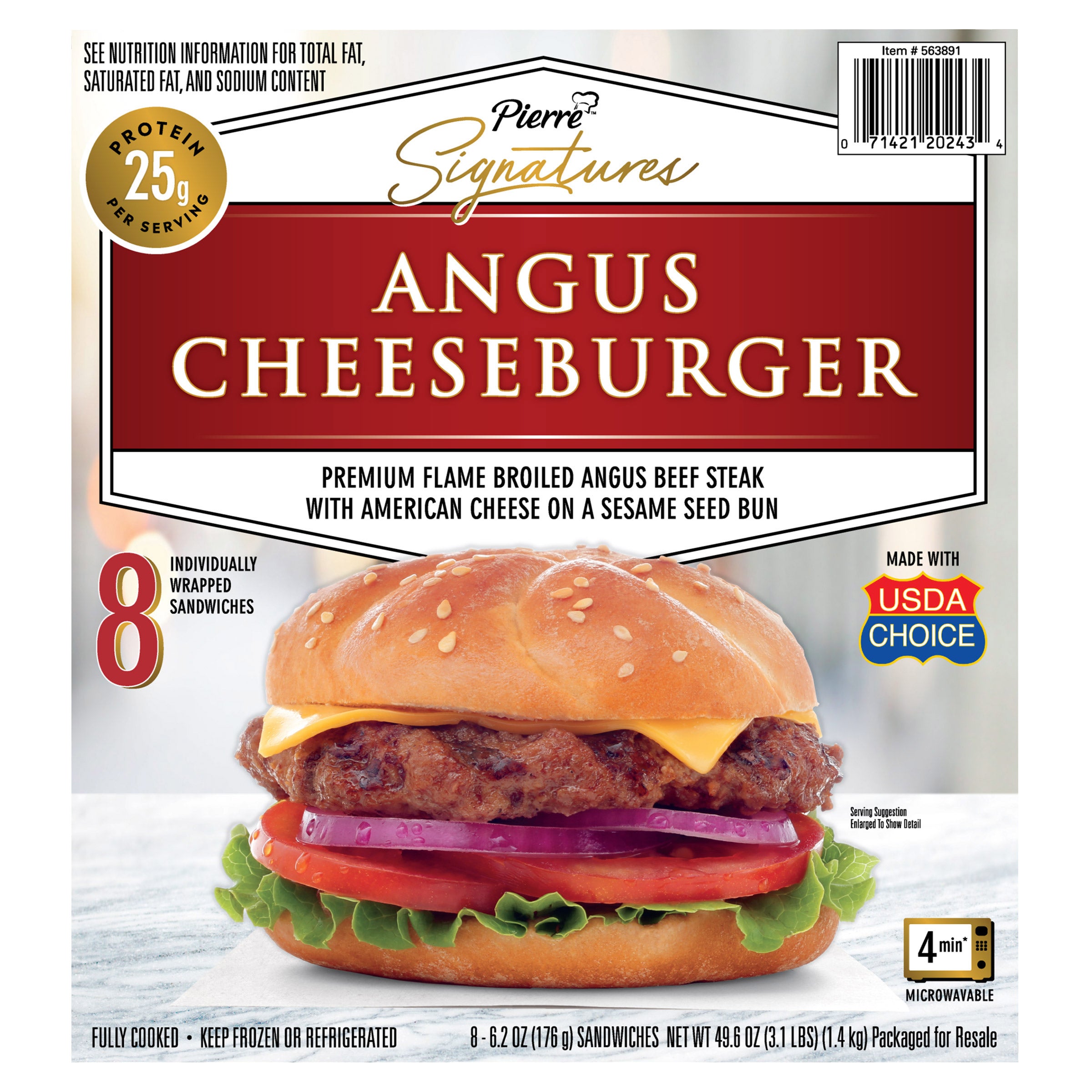 PIERRE FOODS ANGUS CHEESEBURGERS 8 / 6.2 OZ