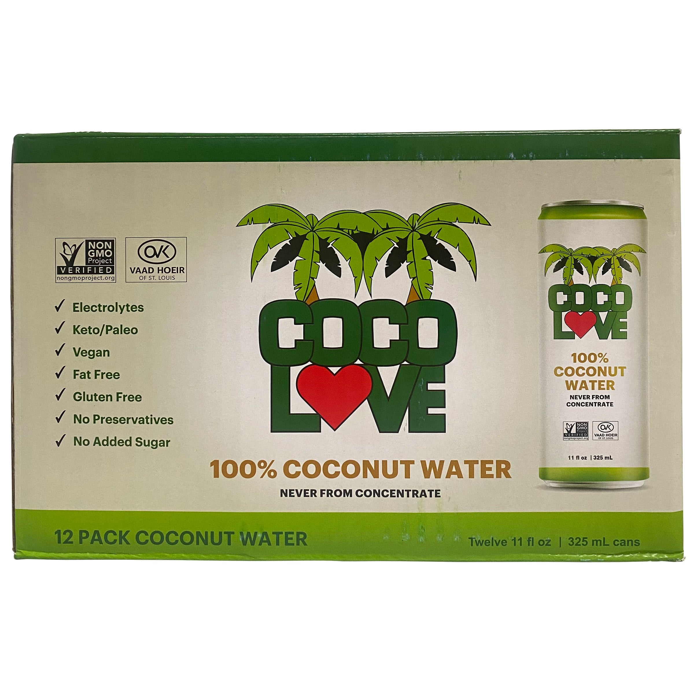 COCO LOVE 100% COCONUT WATER 12 / 11 OZ - Image 1