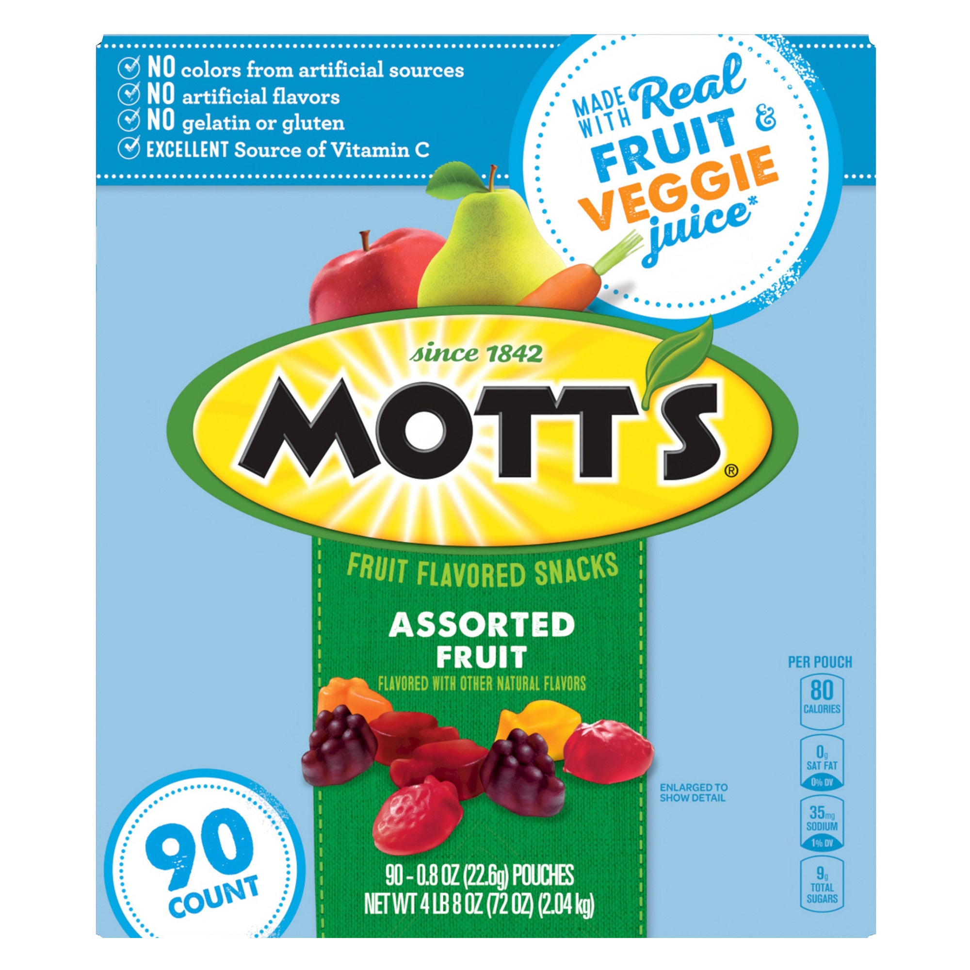 MOTT'S FRUIT SNACKS VARIETY 90 PACK .8 OUNCES EACH - Image 1