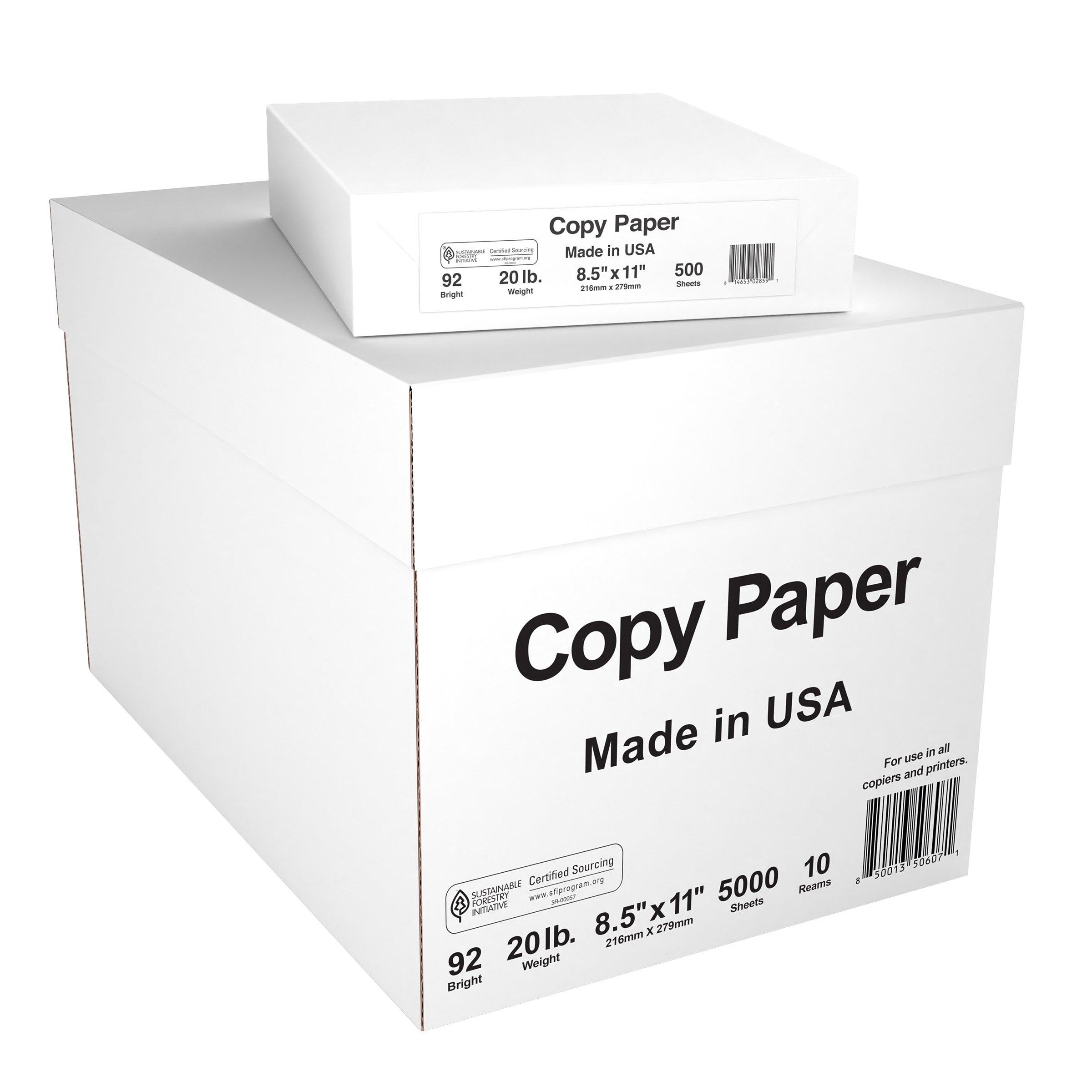 COMMODITY COPY PAPER 20 LB 92 BRIGHT 8.5¨ X 11¨ 5000 SHEETS