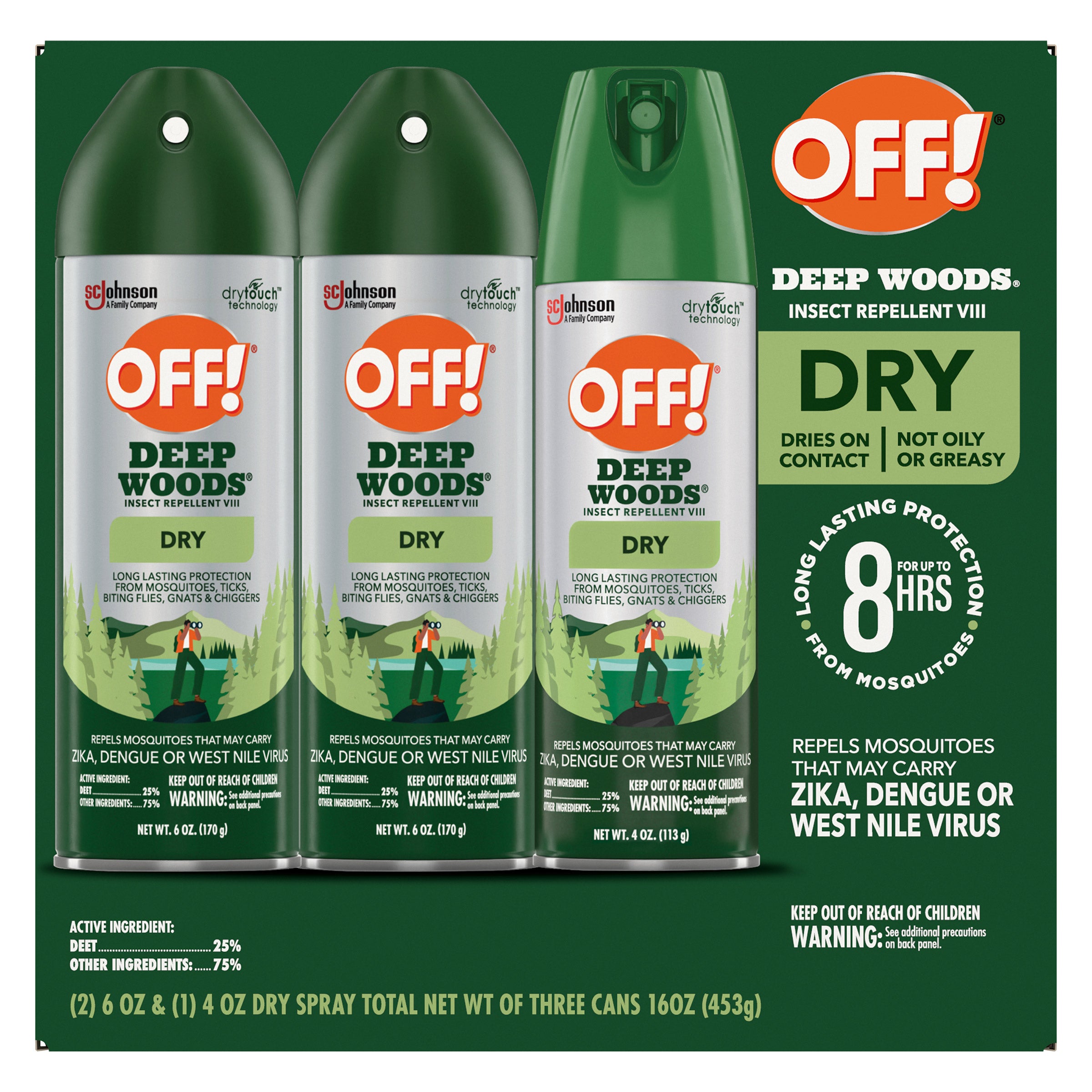 OFF! DEEP WOODS DRY INSECT REPELLENT 2 PK/6 OZ + 1PK/4OZ - Image 1