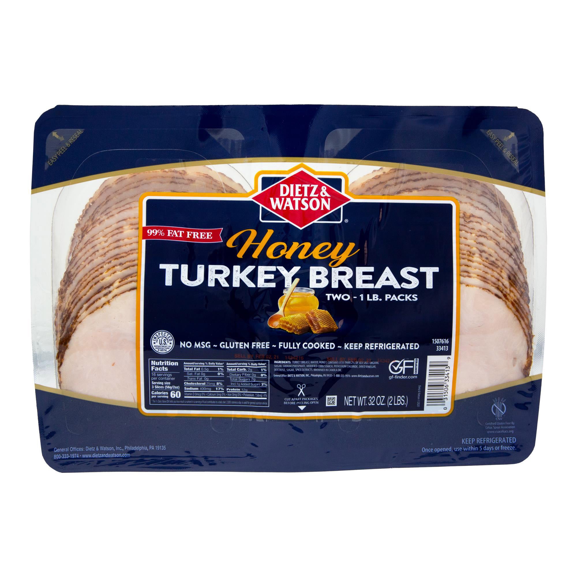 DIETZ & WATSON HONEY TURKEY 32OZ (2 LBS)