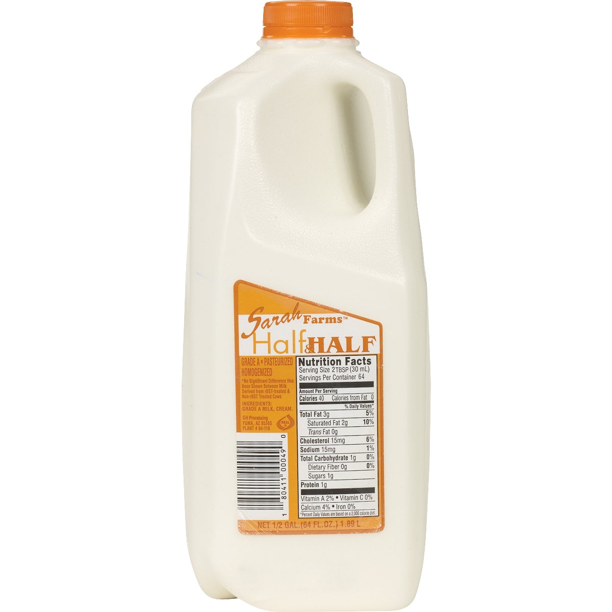 SARAH FARMS HALF & HALF 64 OZ - Image 1