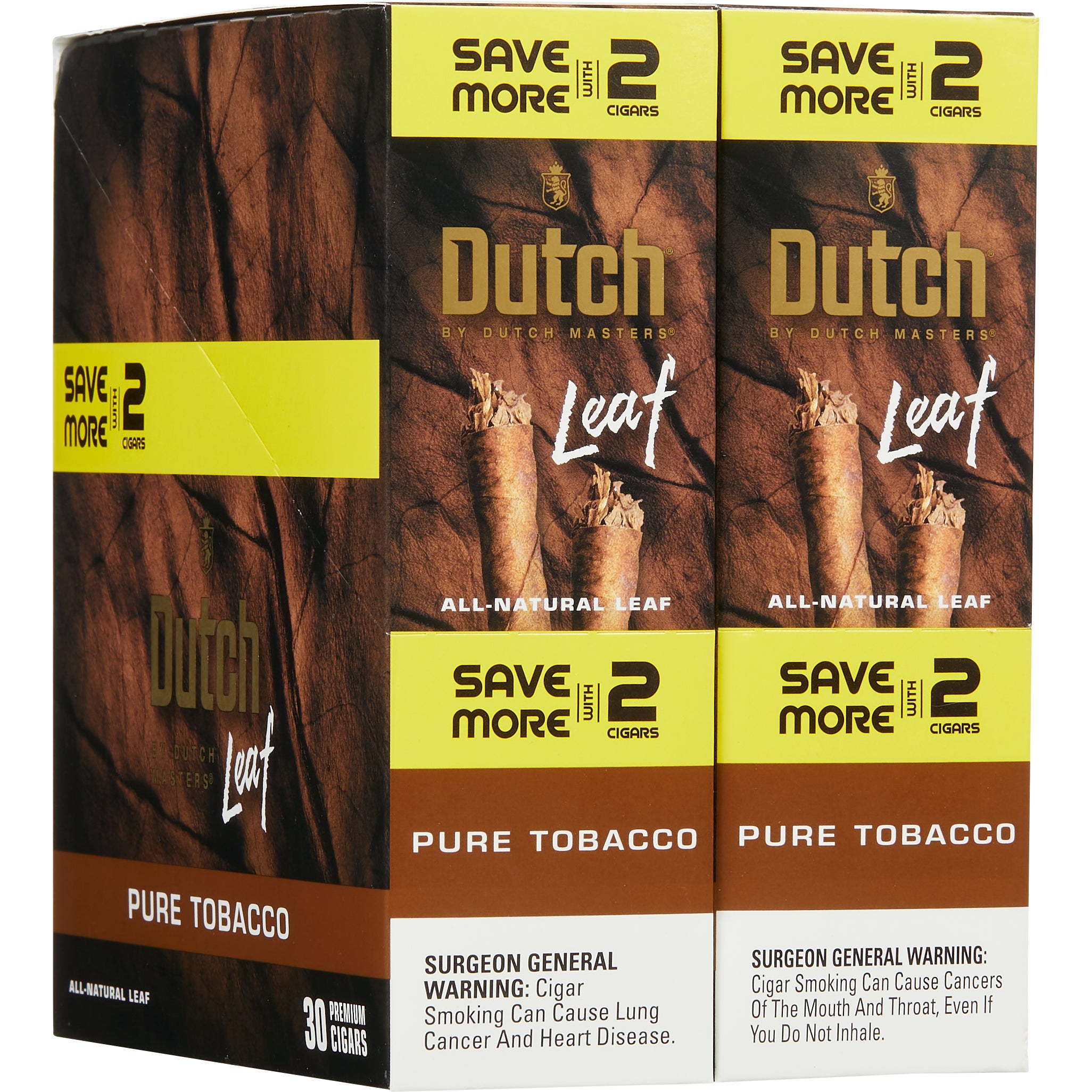 DUTCH LEAF PURE TOBACCO CIGARILLO 30/2PKS SAVE-ON-2