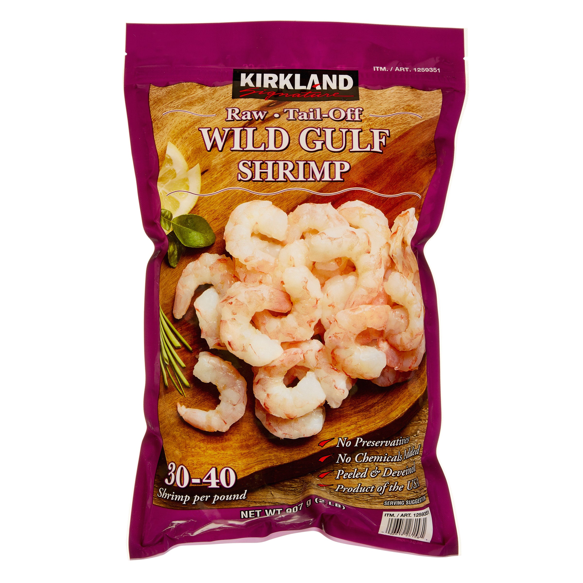 KIRKLAND SIGNATURE 30/40 CT WILD RAW GULF SHRIMP 2 LBS - Image 1