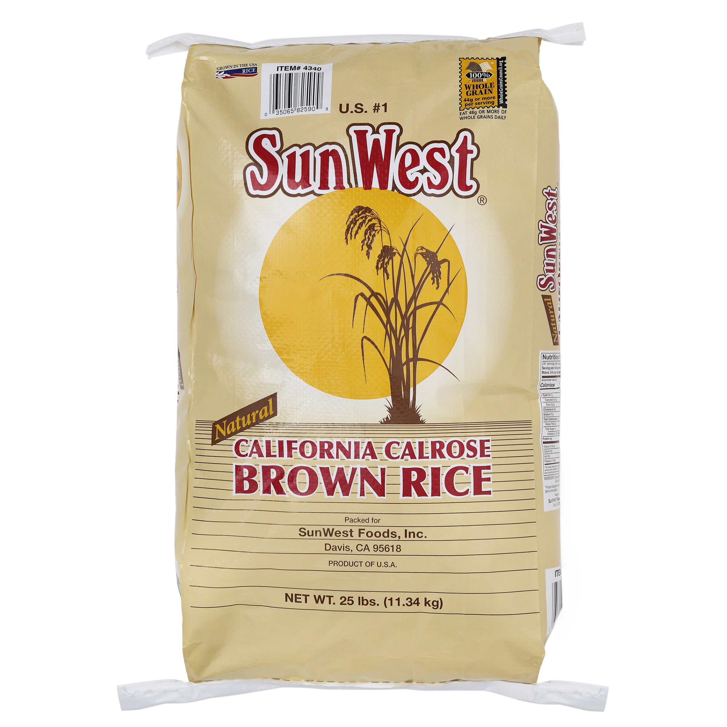 SUNWEST CALROSE BROWN RICE 25 LB