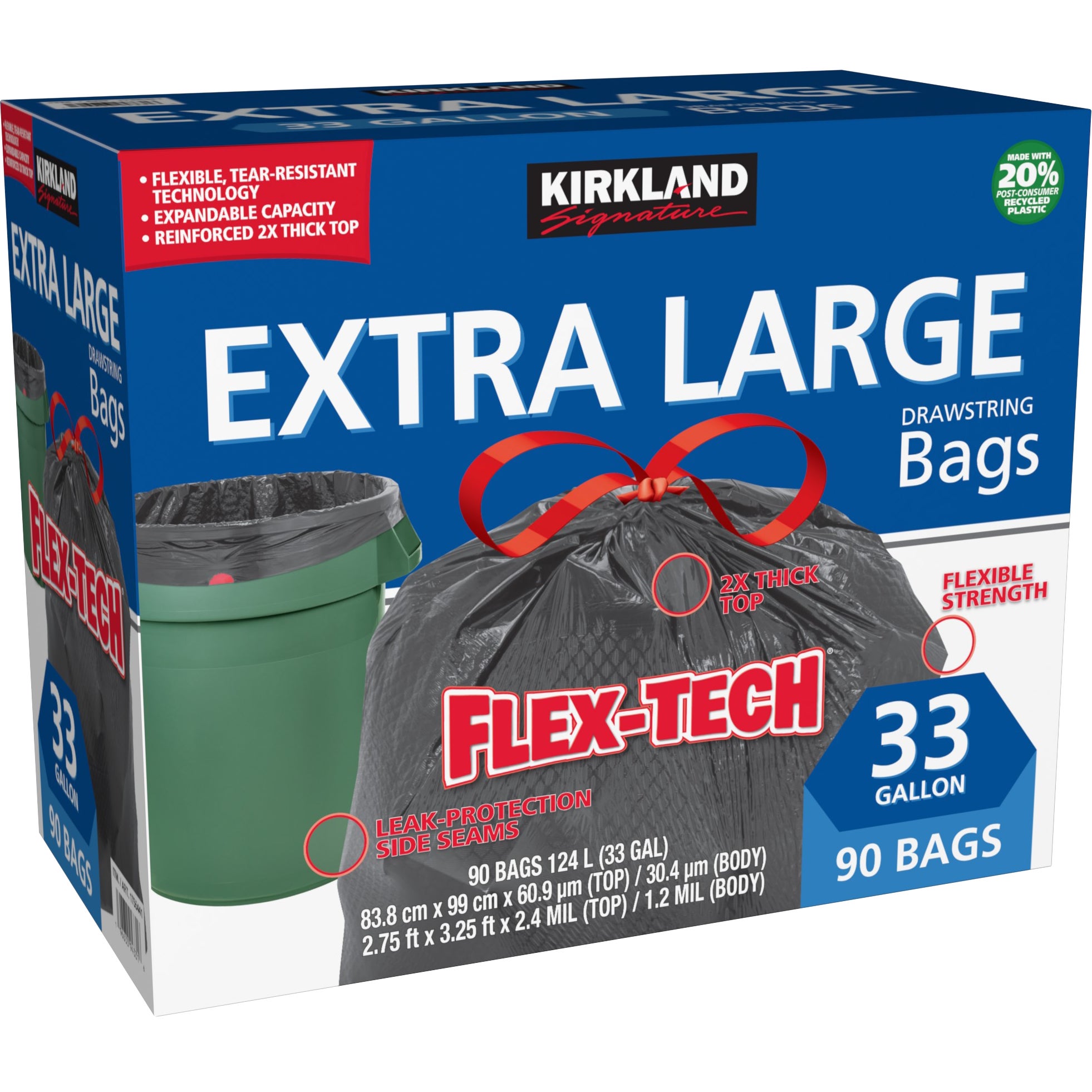 KIRKLAND SIGNATURE FLEX-TECH TRASH BAG 33 GAL 90CT - Image 1