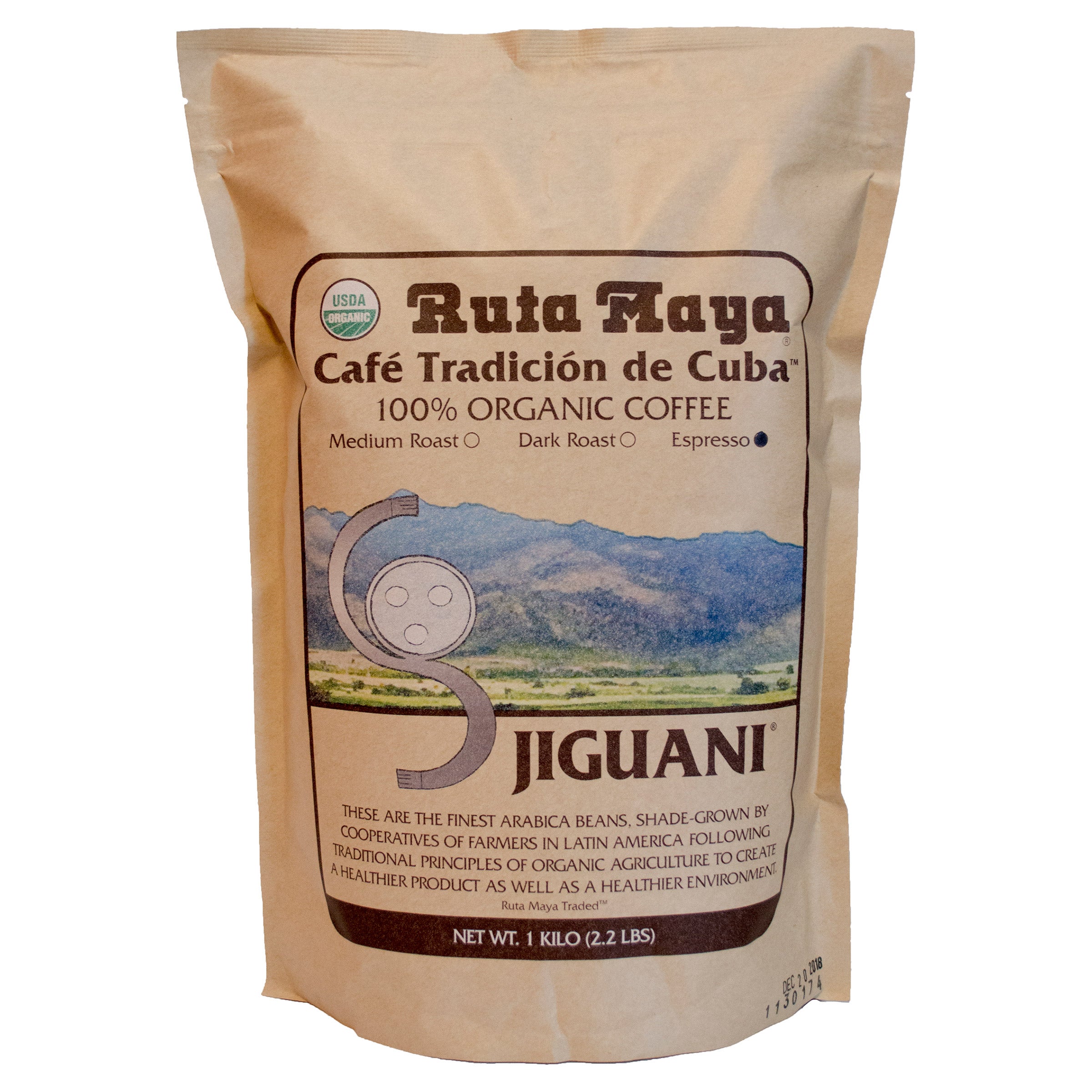 RUTA MAYA ORGANIC JIGUANI ESPRESSO ROAST WHOLE BEAN 2.2 LB