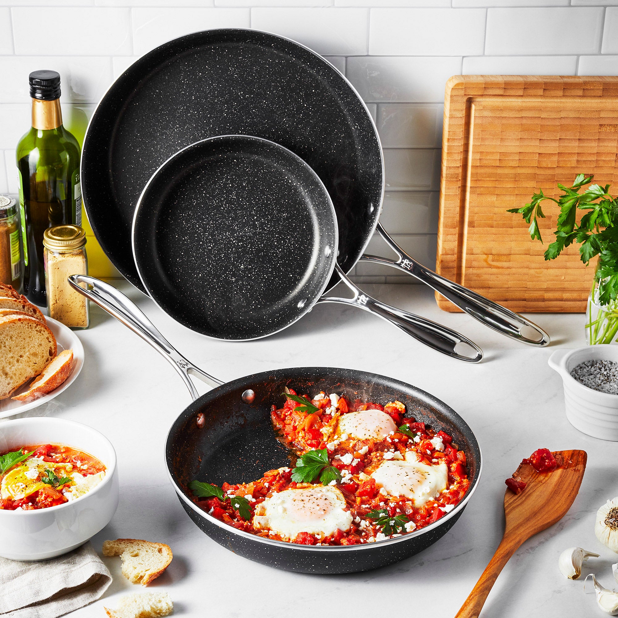 HENCKELS CAPRI NOTTE GRANITIUM 3 PIECE FRY PAN SET