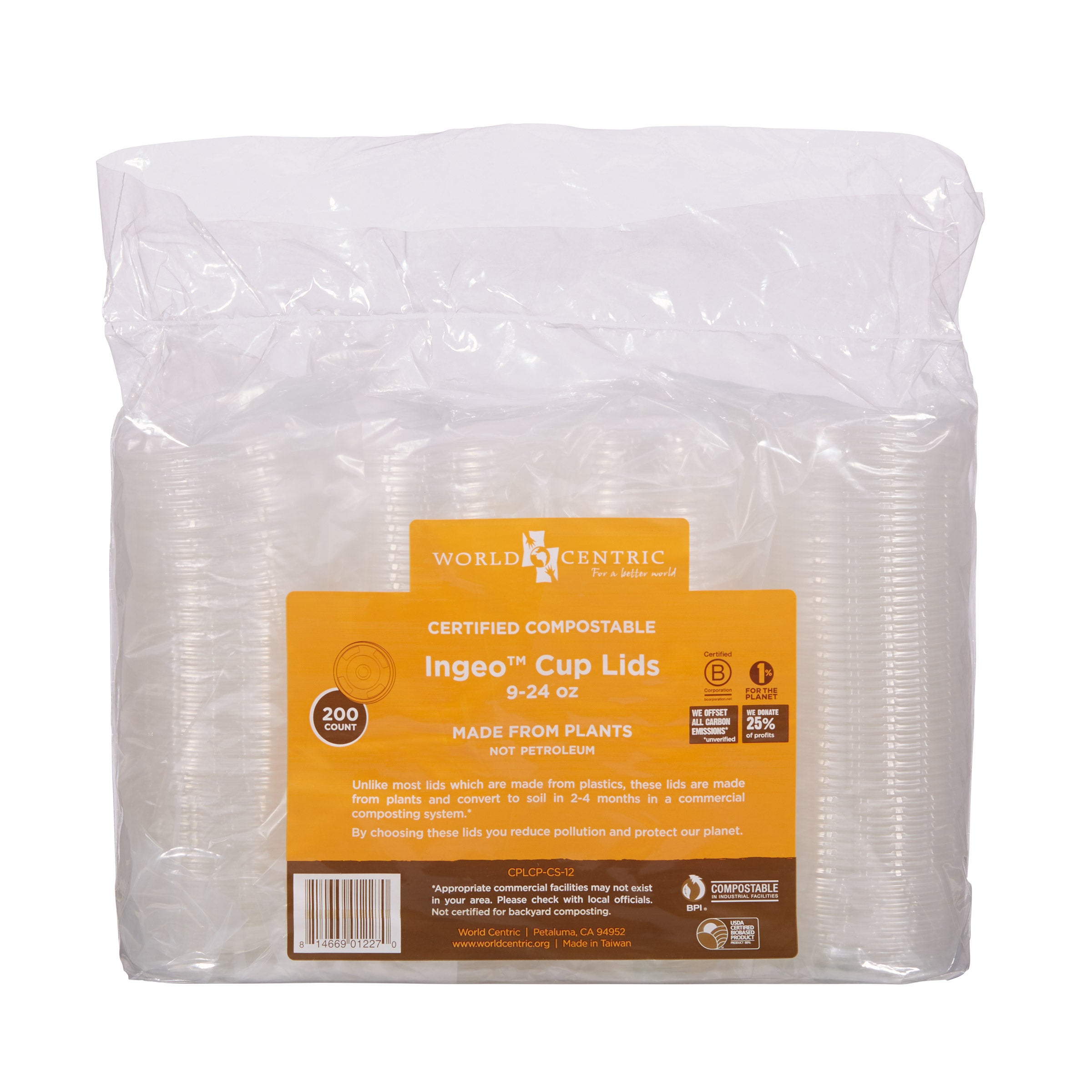 WORLD CENTRIC COMPOSTABLE 9-24 OZ LIDS 200CT PACK - Image 1