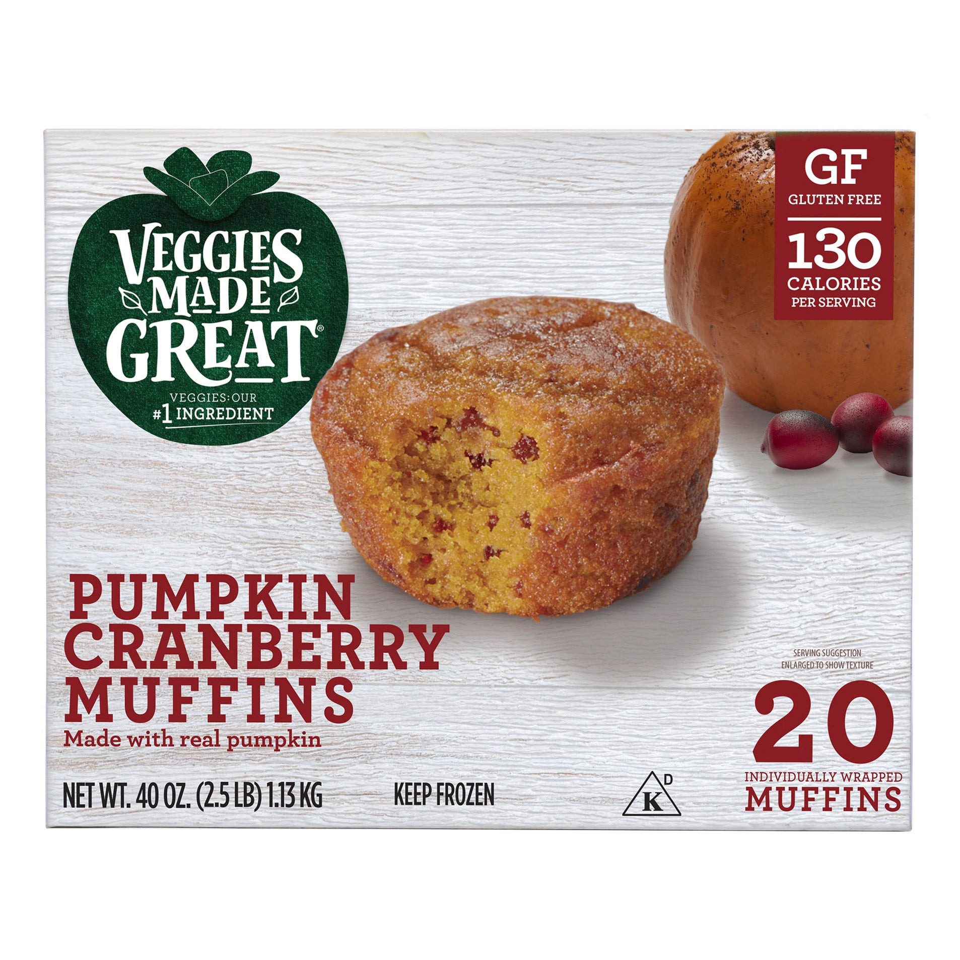 VEGGIES MADE GREAT PUMPKIN CRANBERRY MUFFINS 20 CT - Image 1