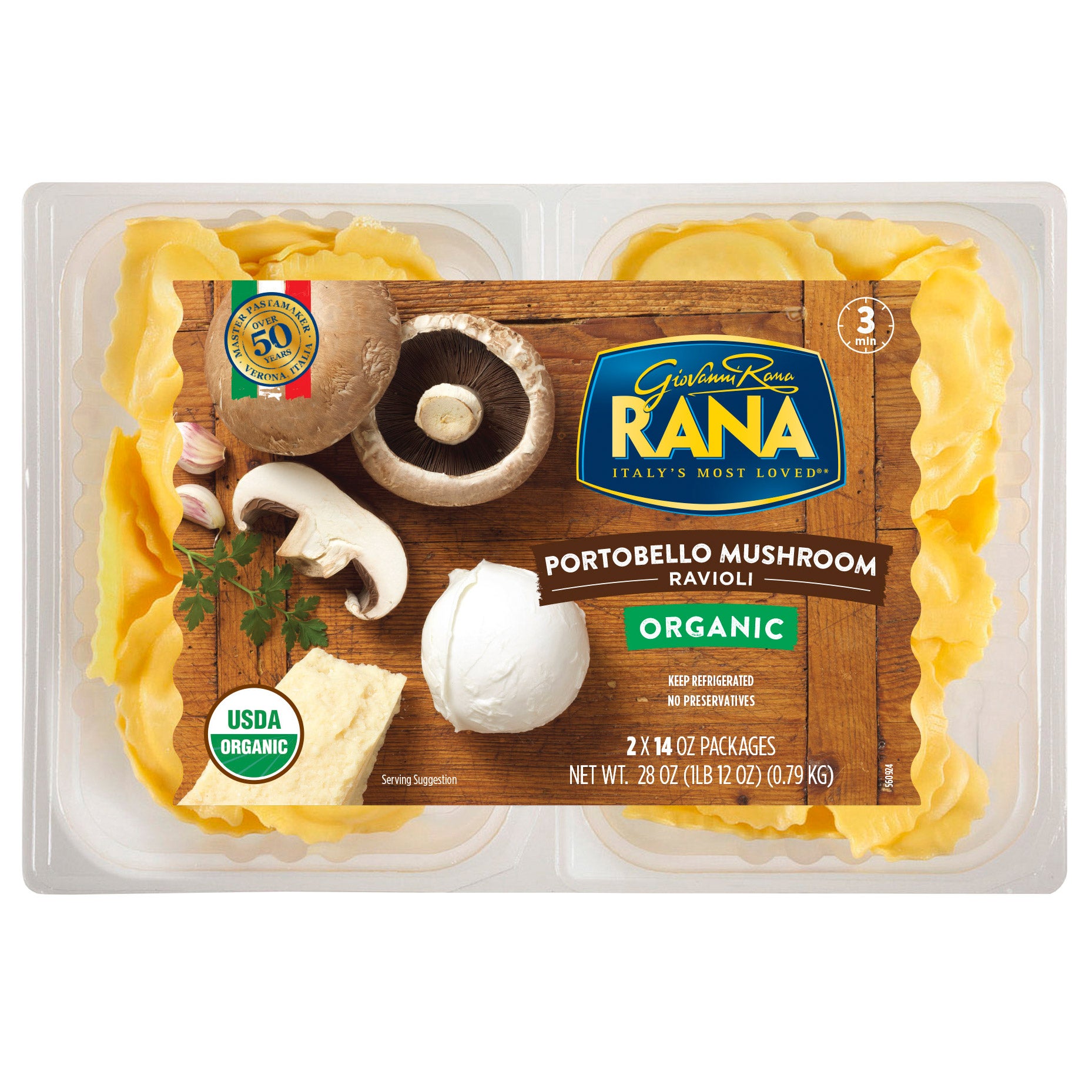 RANA MEAL ORGANIC PORTOBELLO MUSHROOM RAVIOLI 2/14 OZ - Image 1