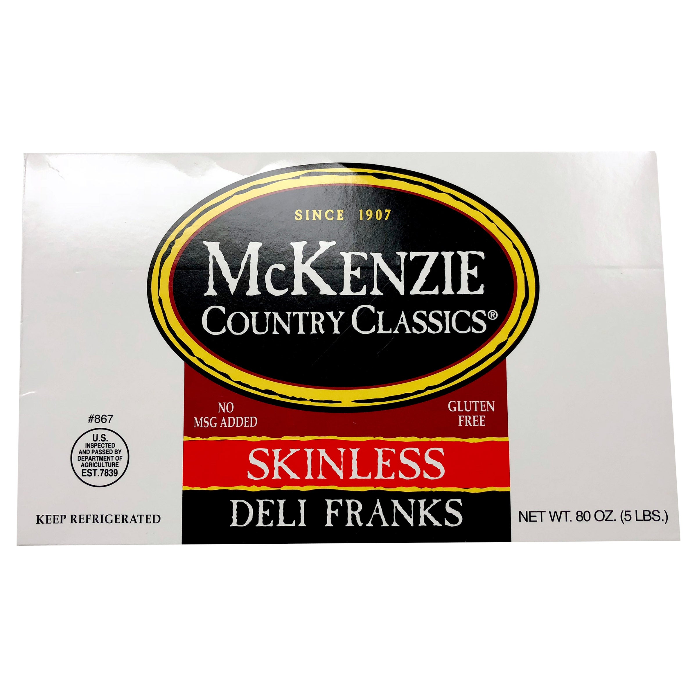 MCKENZIE SKINLESS MEAT FRANKS 80 OZ (5 LBS)