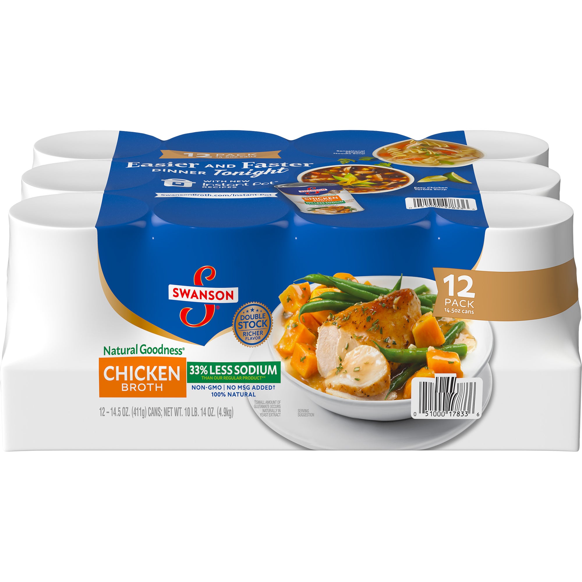 SWANSON CHICKEN BROTH 33% LESS SODIUM 12/14.5 OZ - Image 1
