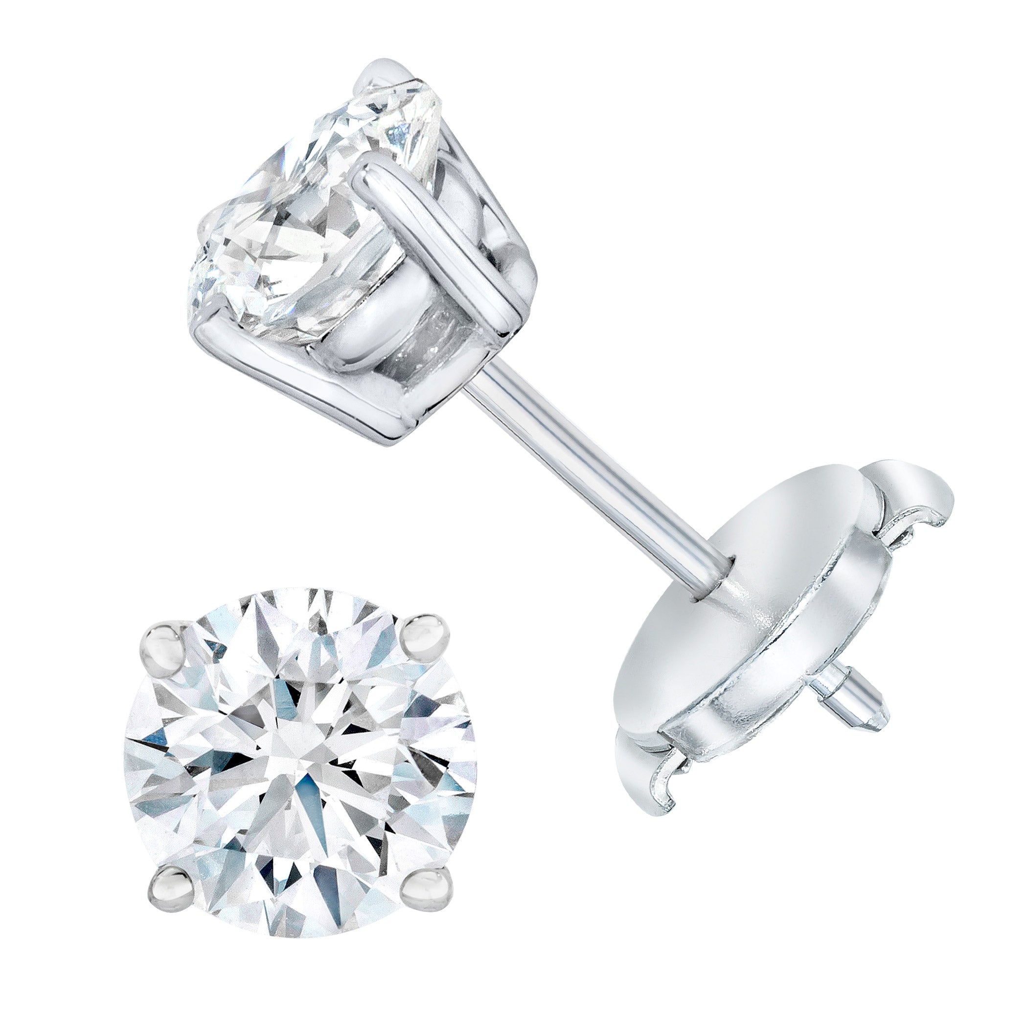 14KT WHITE GOLD VS2 I 1.60CTW ROUND DIAMOND GUARDIAN BACK STUDS - Image 1