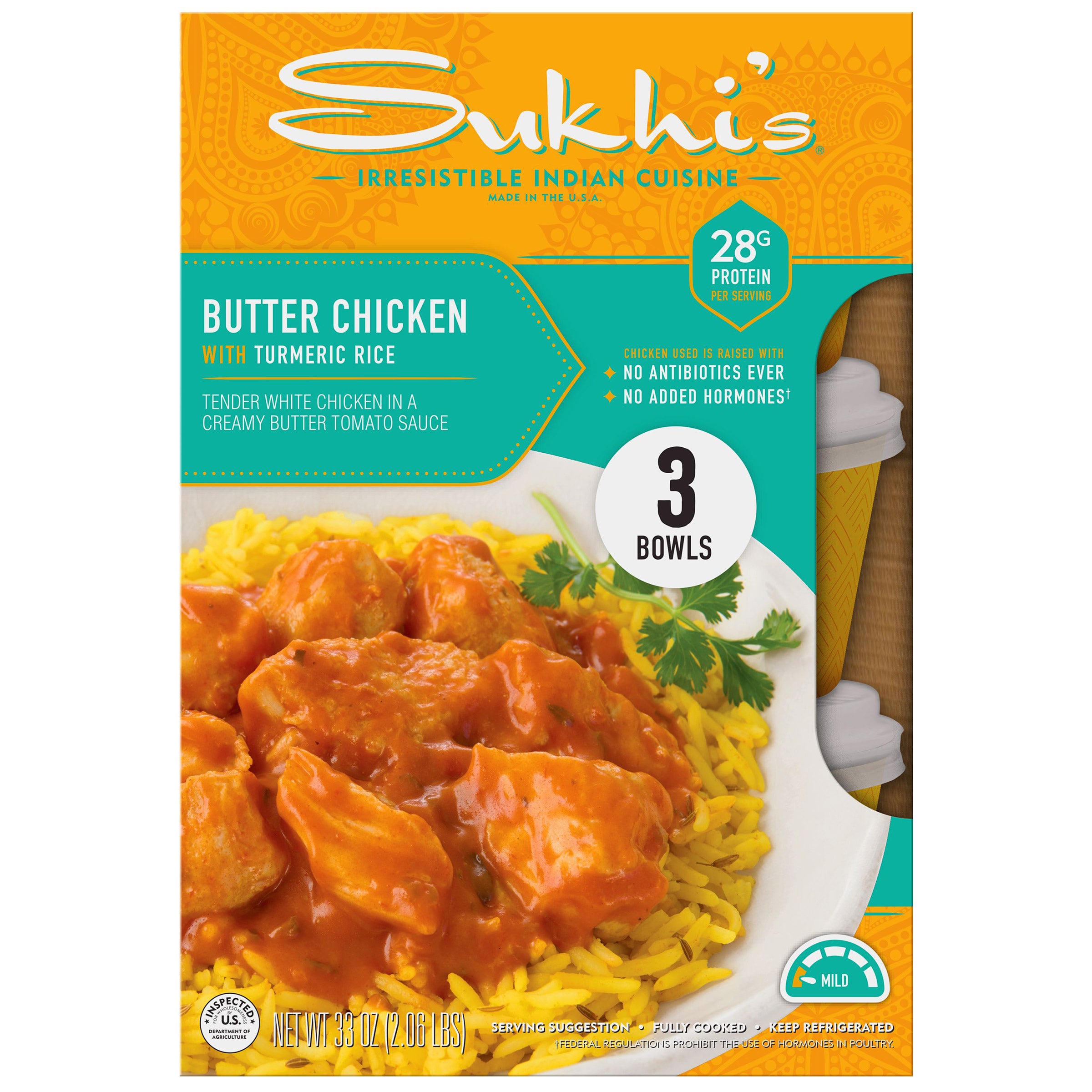 SUKHI'S BUTTER CHICKEN WITH TUMERIC RICE 3 COUNT 11 OUNCES