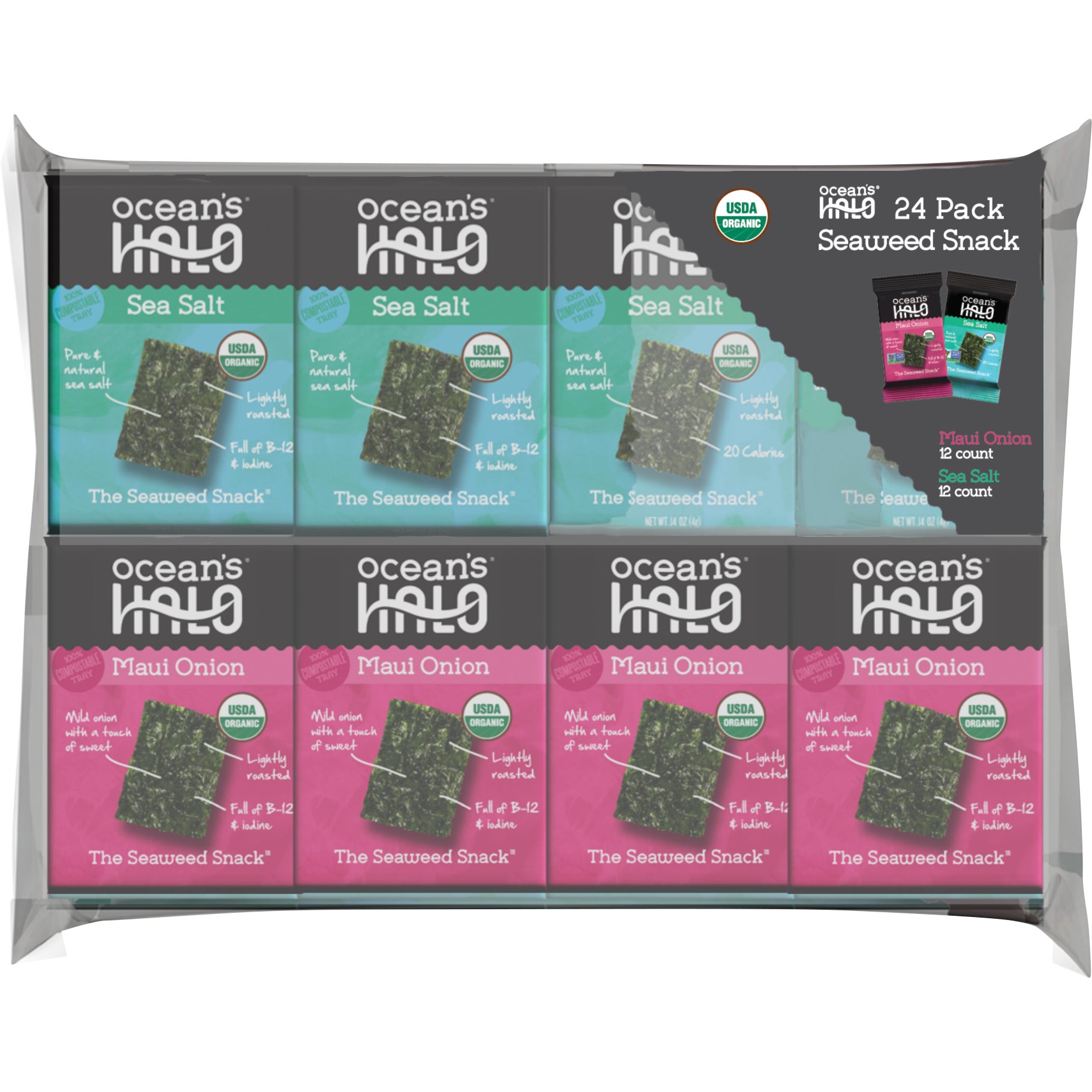 OCEAN'S HALO ORG SEAWEED VARIETY PK 24/0.14 OZ - Image 1
