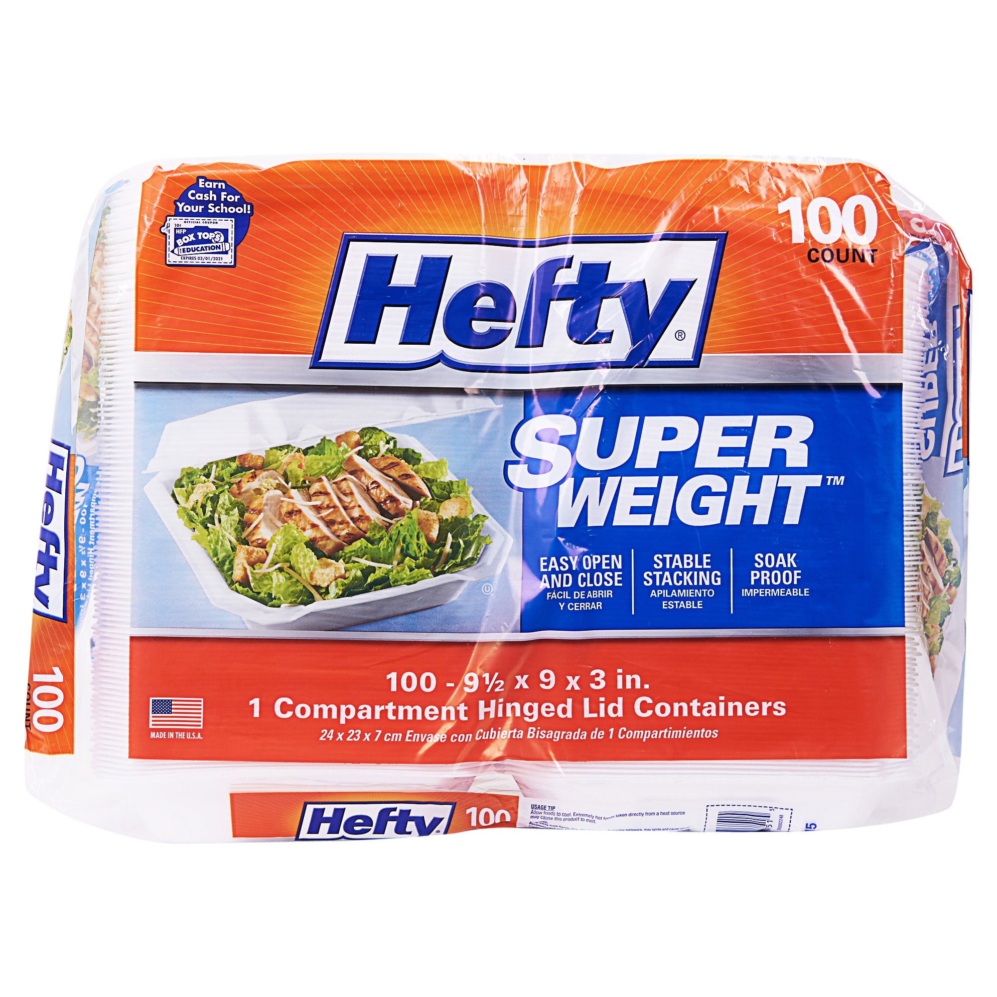 HINGE-LID TRAY 9" FLAT BOTTOM 100 CT