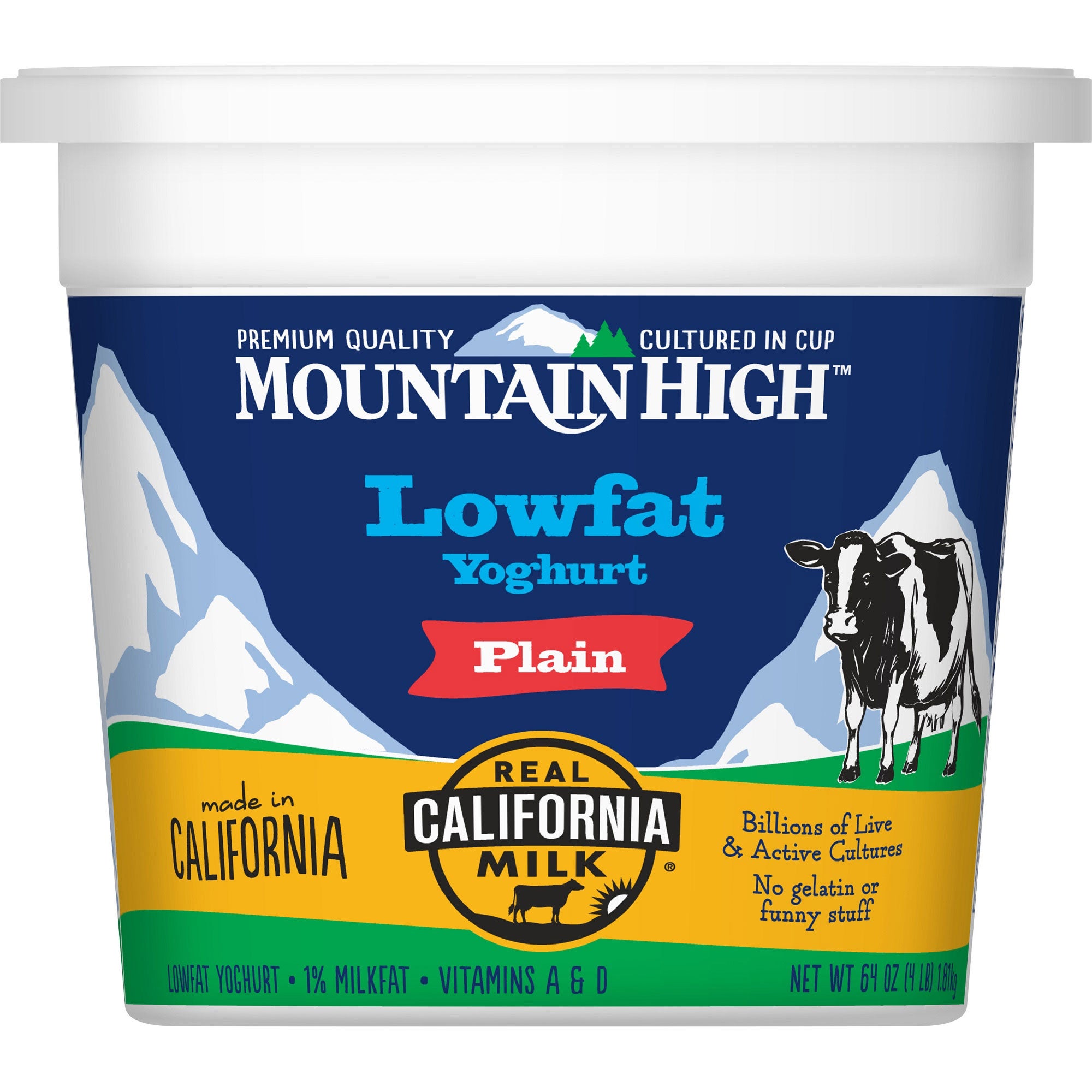 MOUNTAIN HIGH LOW FAT PLAIN YOGHURT 64 OUNCES