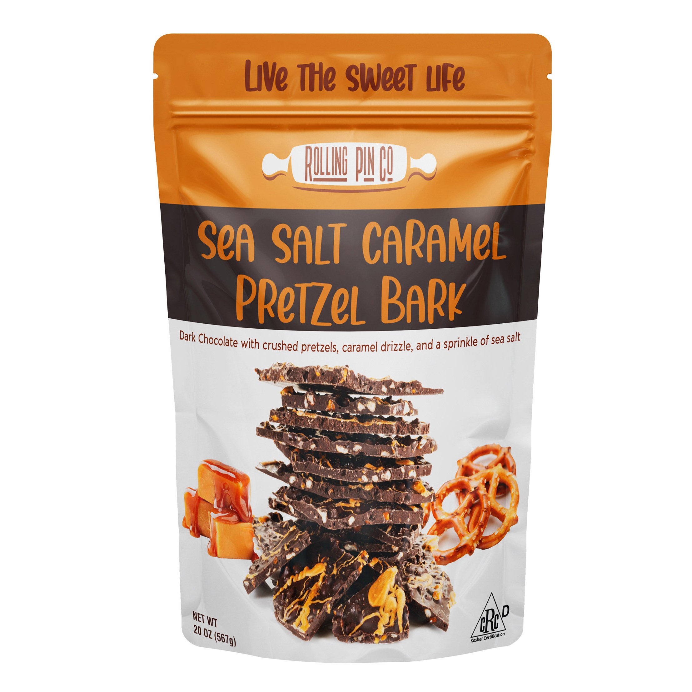 ROLLING PIN CO PRETZEL CARAMEL BARK 20 OZ (1.25 LBS)
