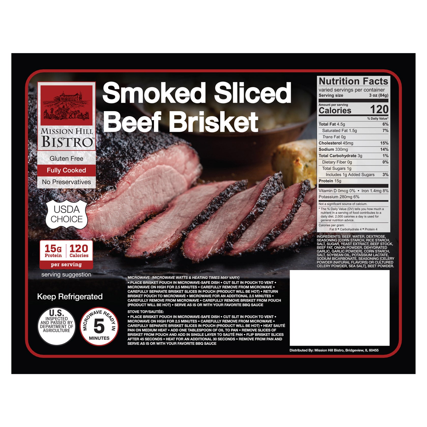 MISSION HILL BISTRO SMOKED SLICED BEEF BRISKET PRICE PER LB - Image 1