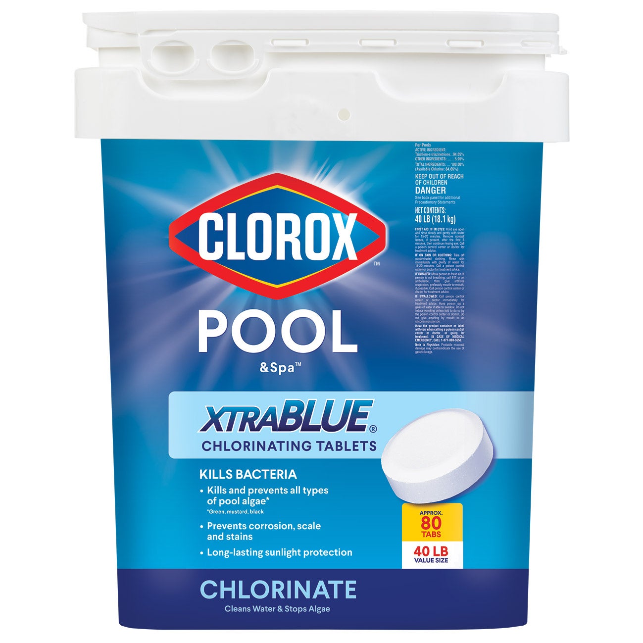 CLOROX POOL & SPA XTRA BLUE 3¨ CHLORINATING TABS