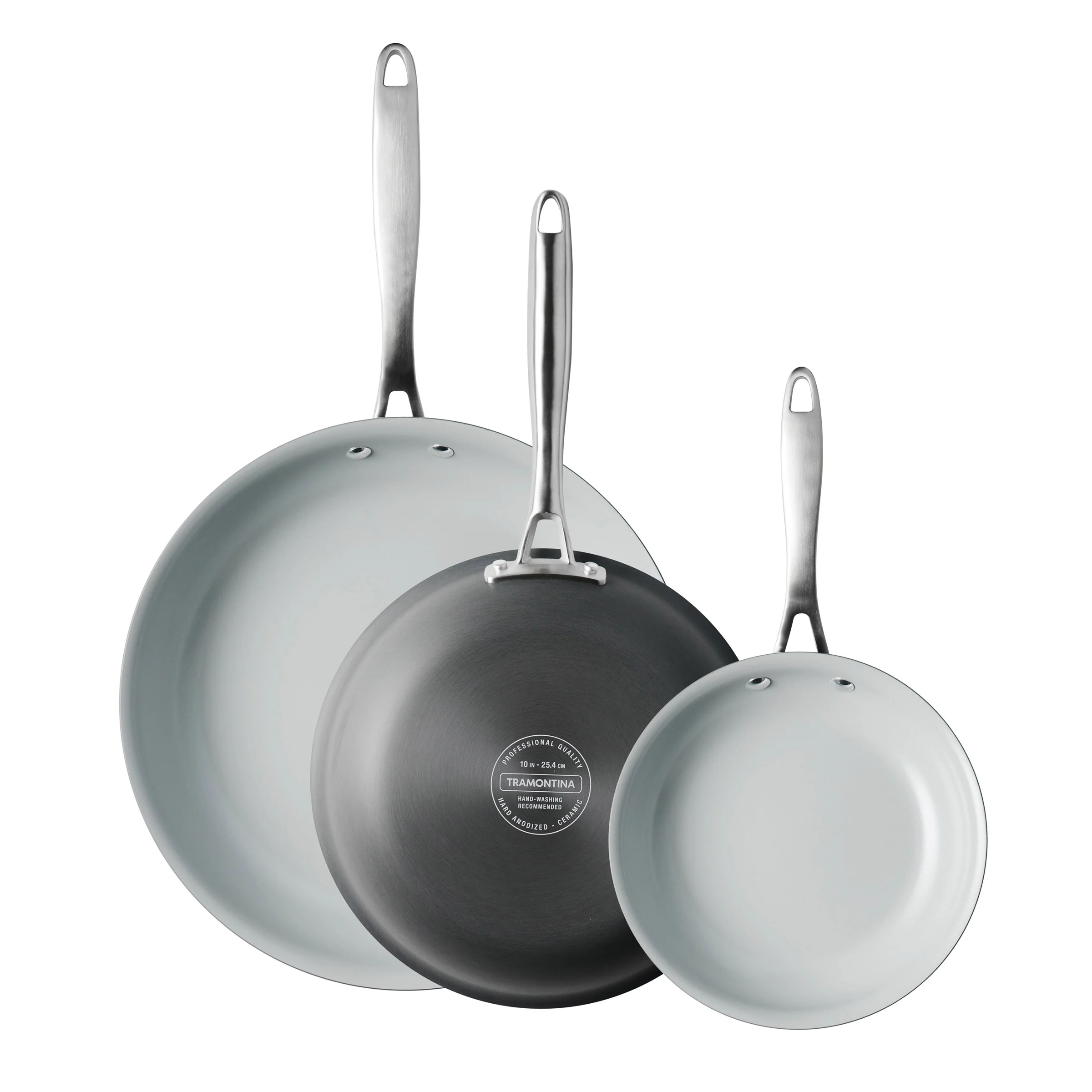 TRAMONTINA CERAMIC NON-STICK SKILLETS 3-PIECE