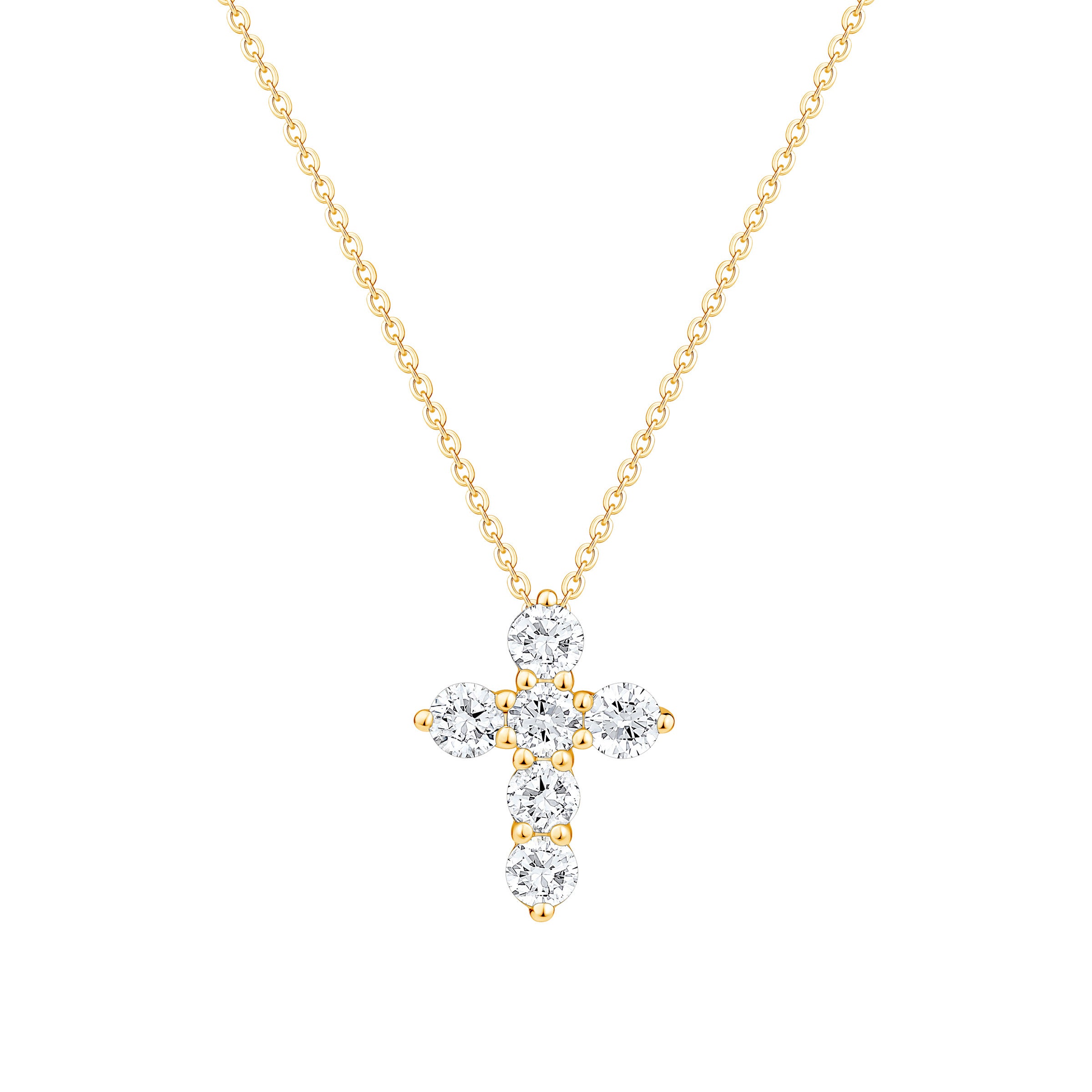 14KT YELLOW GOLD VS2 I 0.50CTW ROUND DIAMOND CROSS PENDANT - Image 1