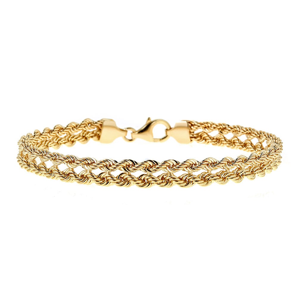 14KT YELLOW GOLD KISSING HEART BRACELET MADE IN ITALY