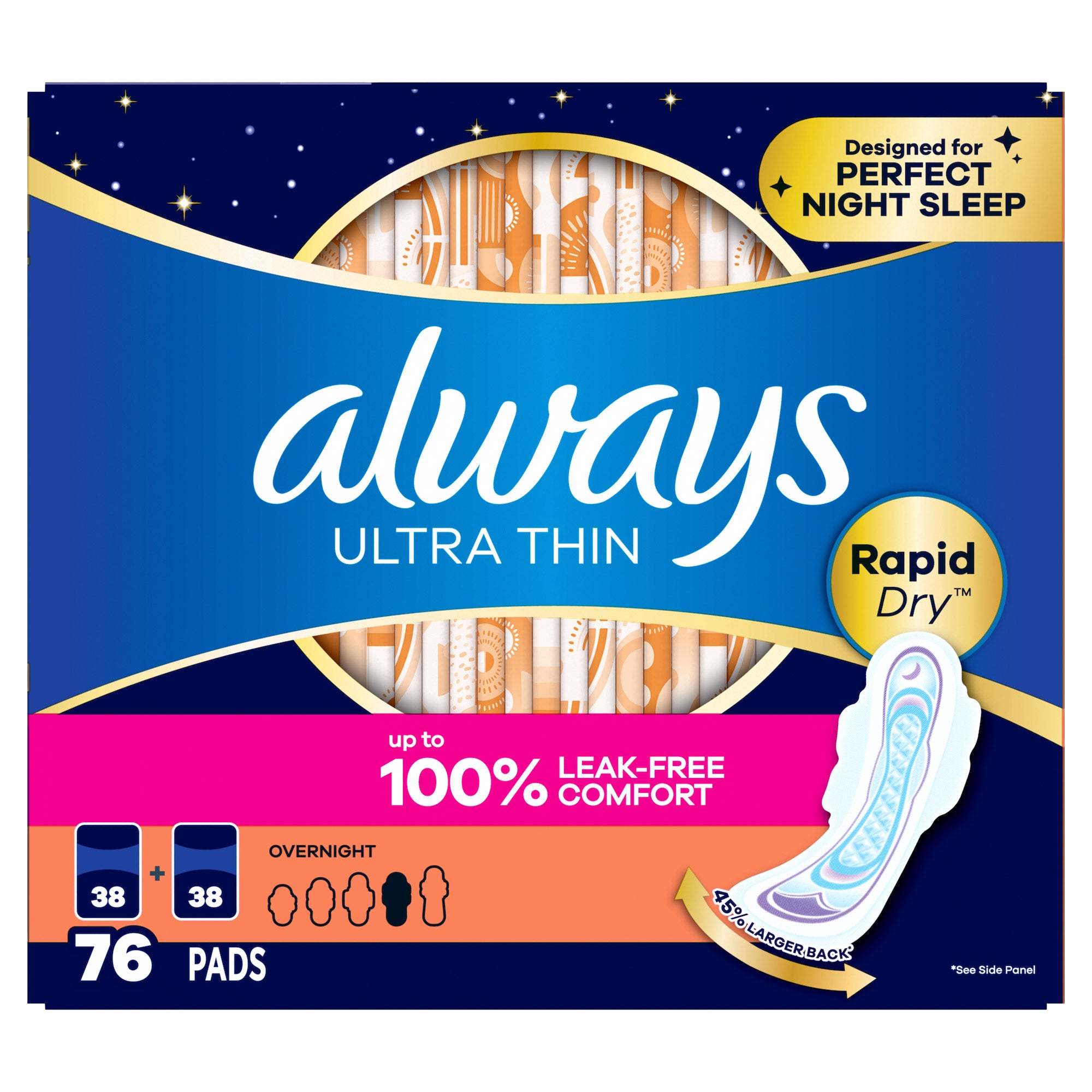 ALWAYS ULTRA THIN ADVANCED OVERNIGHT PADS 76 CT - Image 1